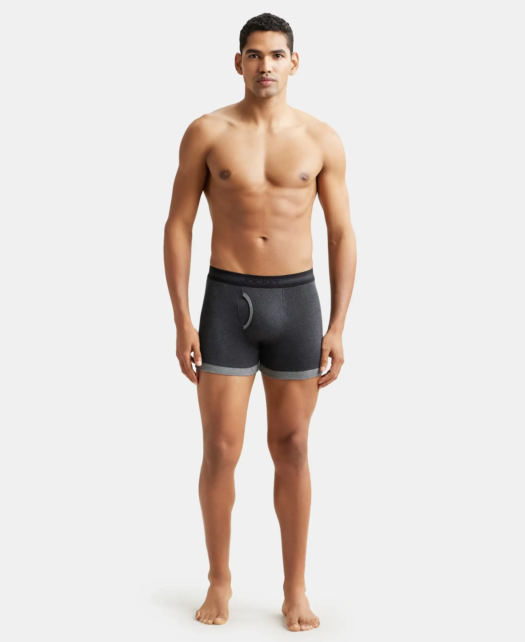Super Combed Cotton Rib Solid Boxer Brief with StayFresh Treatment - Mid Grey & Charcoal (Pack of 2) - Image 4