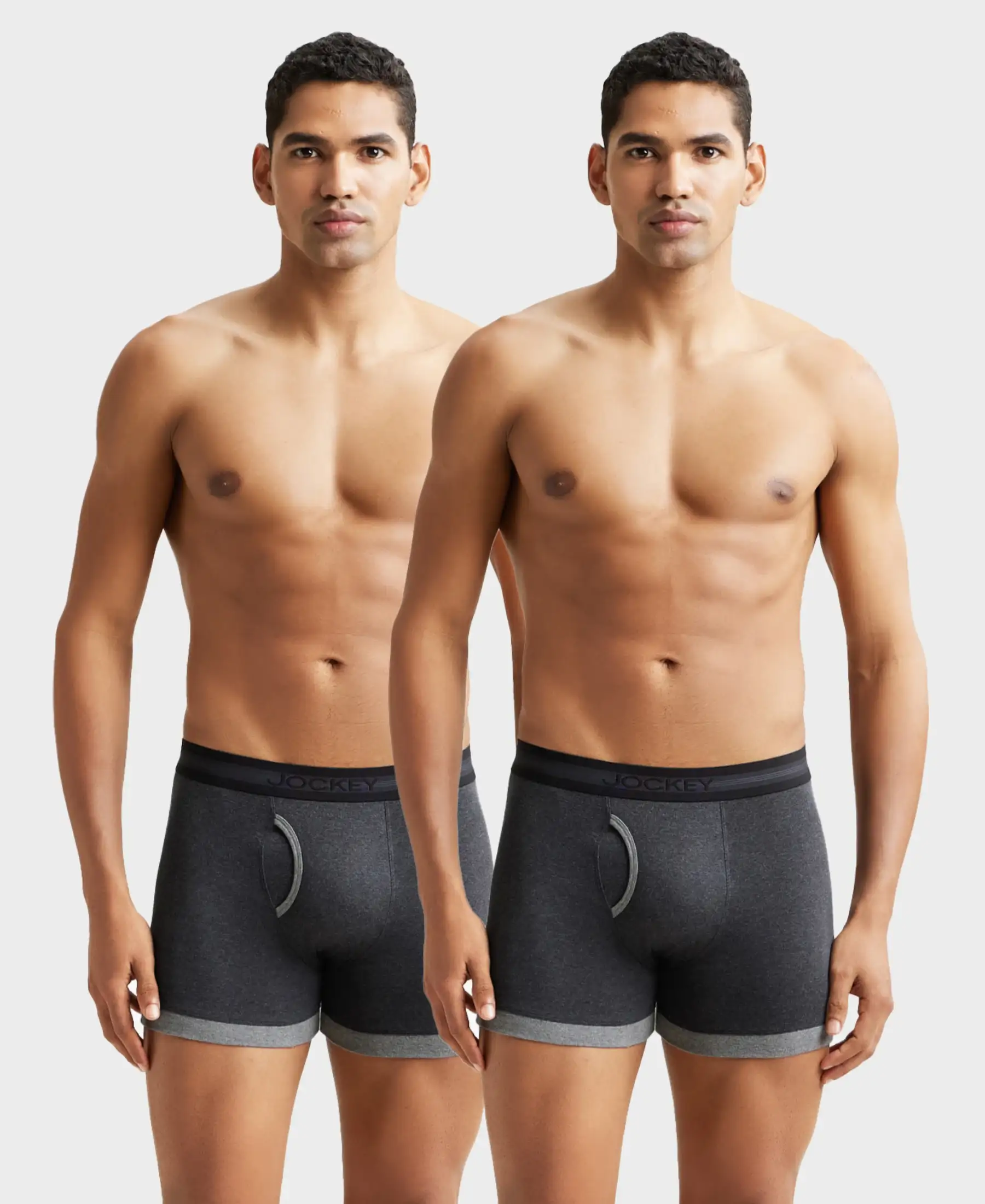 Super Combed Cotton Rib Solid Boxer Brief with StayFresh Treatment - Mid Grey & Charcoal (Pack of 2) - Image 5