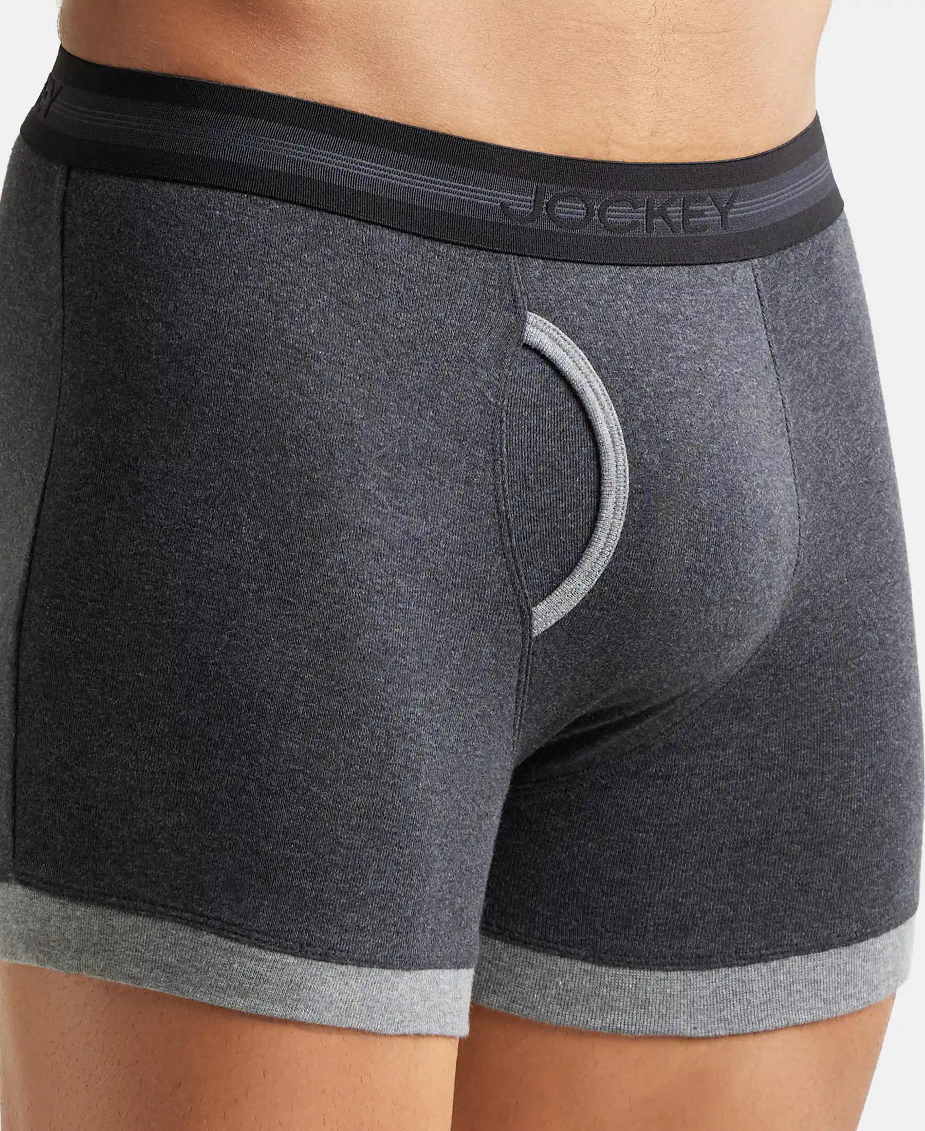 Super Combed Cotton Rib Solid Boxer Brief with StayFresh Treatment - Mid Grey & Charcoal (Pack of 2) - Image 6