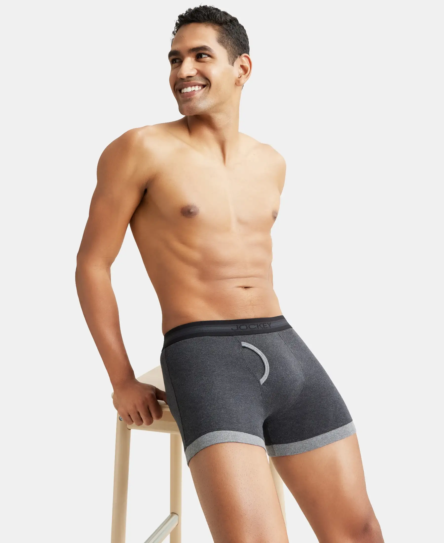 Super Combed Cotton Rib Solid Boxer Brief with StayFresh Treatment - Mid Grey & Charcoal (Pack of 2) - Image 8