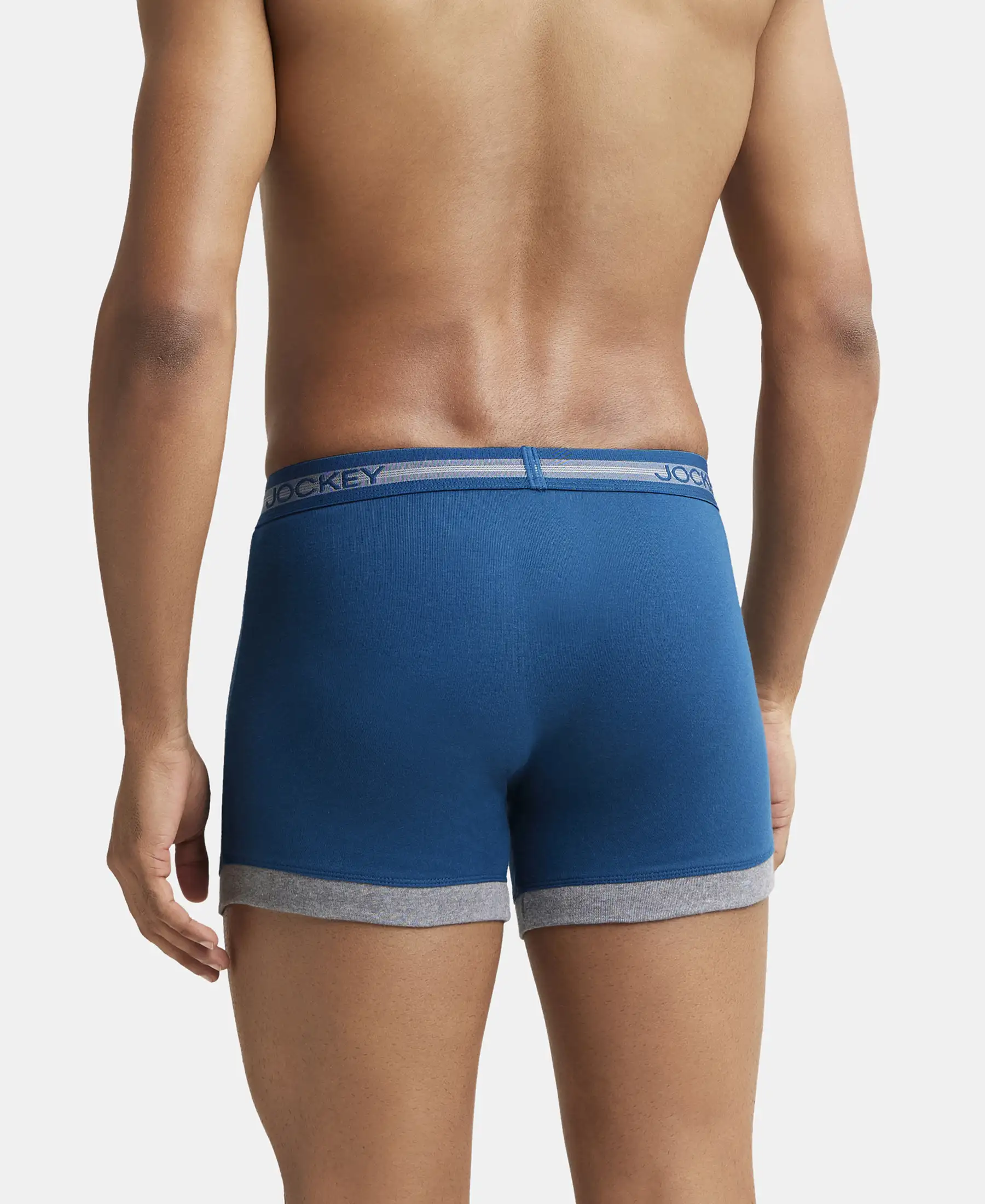 Super Combed Cotton Rib Solid Boxer Brief with StayFresh Treatment - Poseidon & Mid Grey Mel (Pack of 2) - Image 3
