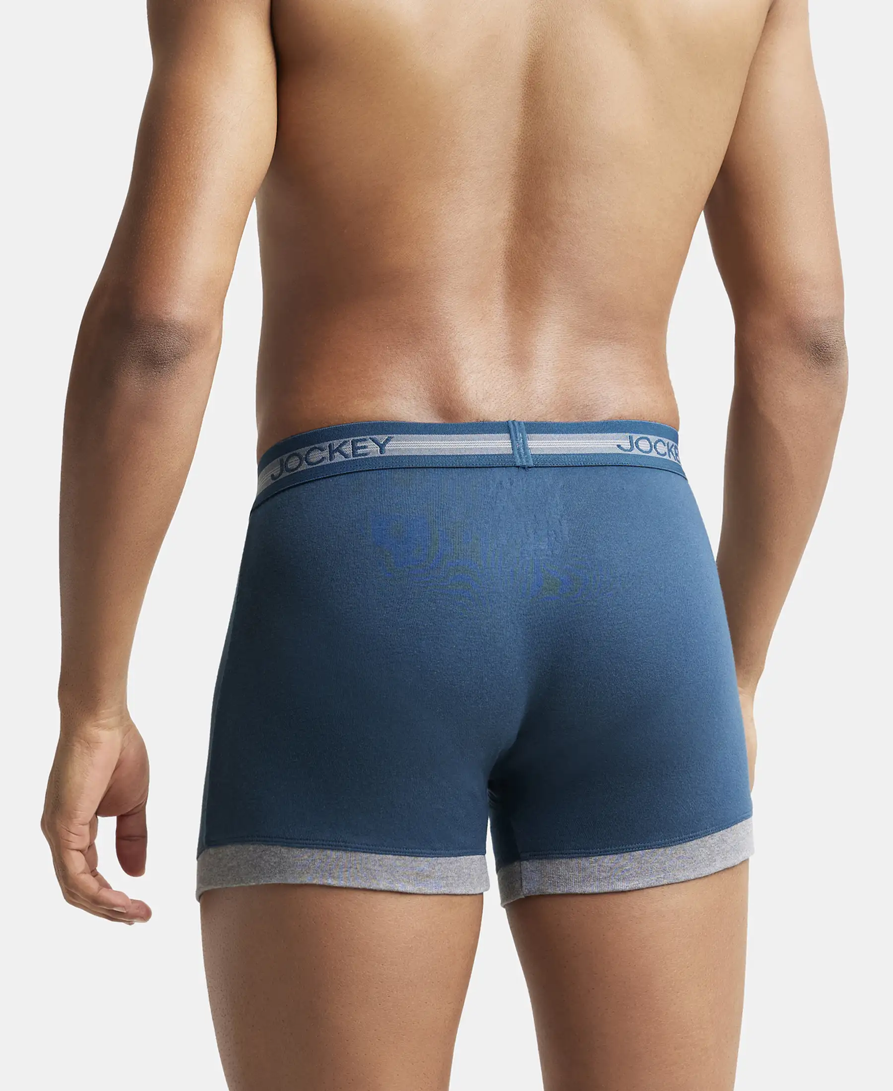 Super Combed Cotton Rib Solid Boxer Brief with StayFresh Treatment - Reflecting Pond & Mid Grey Mel (Pack of 2) - Image 3