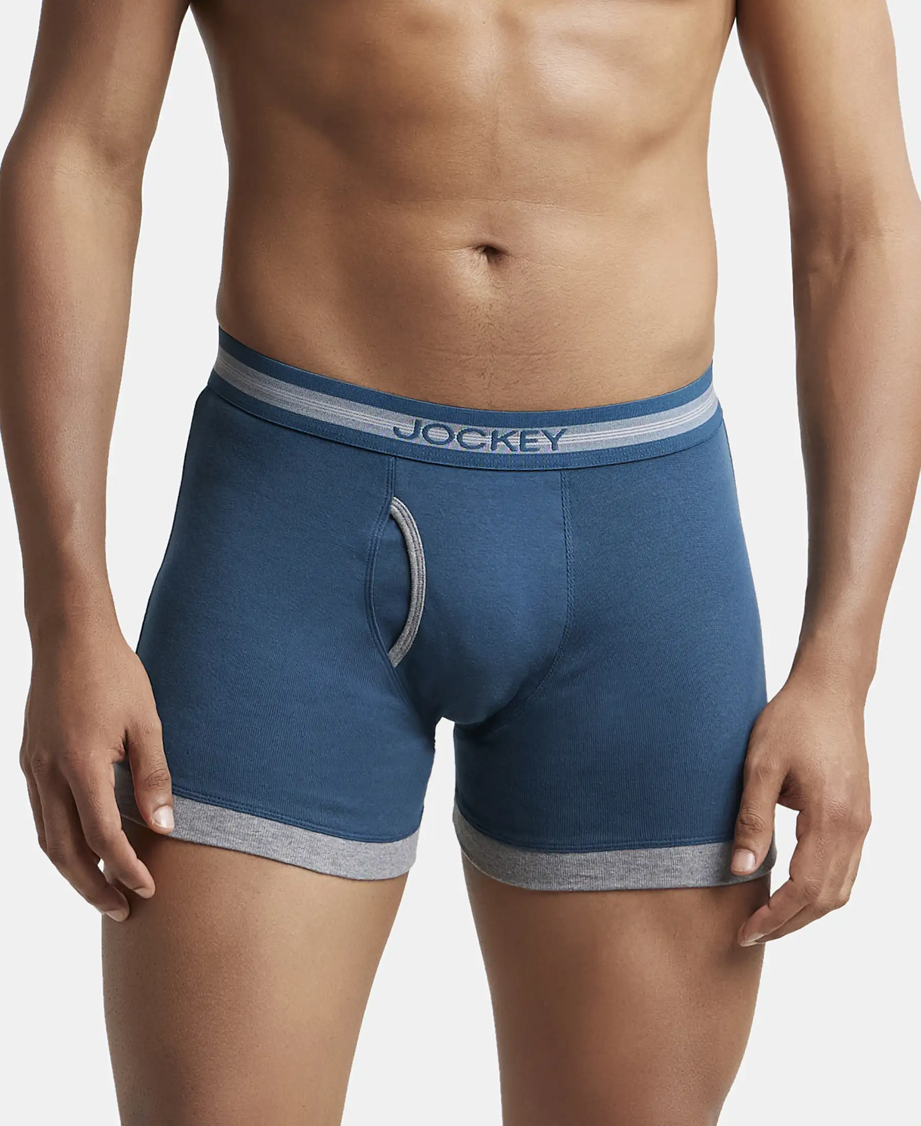 Super Combed Cotton Rib Solid Boxer Brief with StayFresh Treatment - Reflecting Pond & Mid Grey Mel (Pack of 2) - Image 7