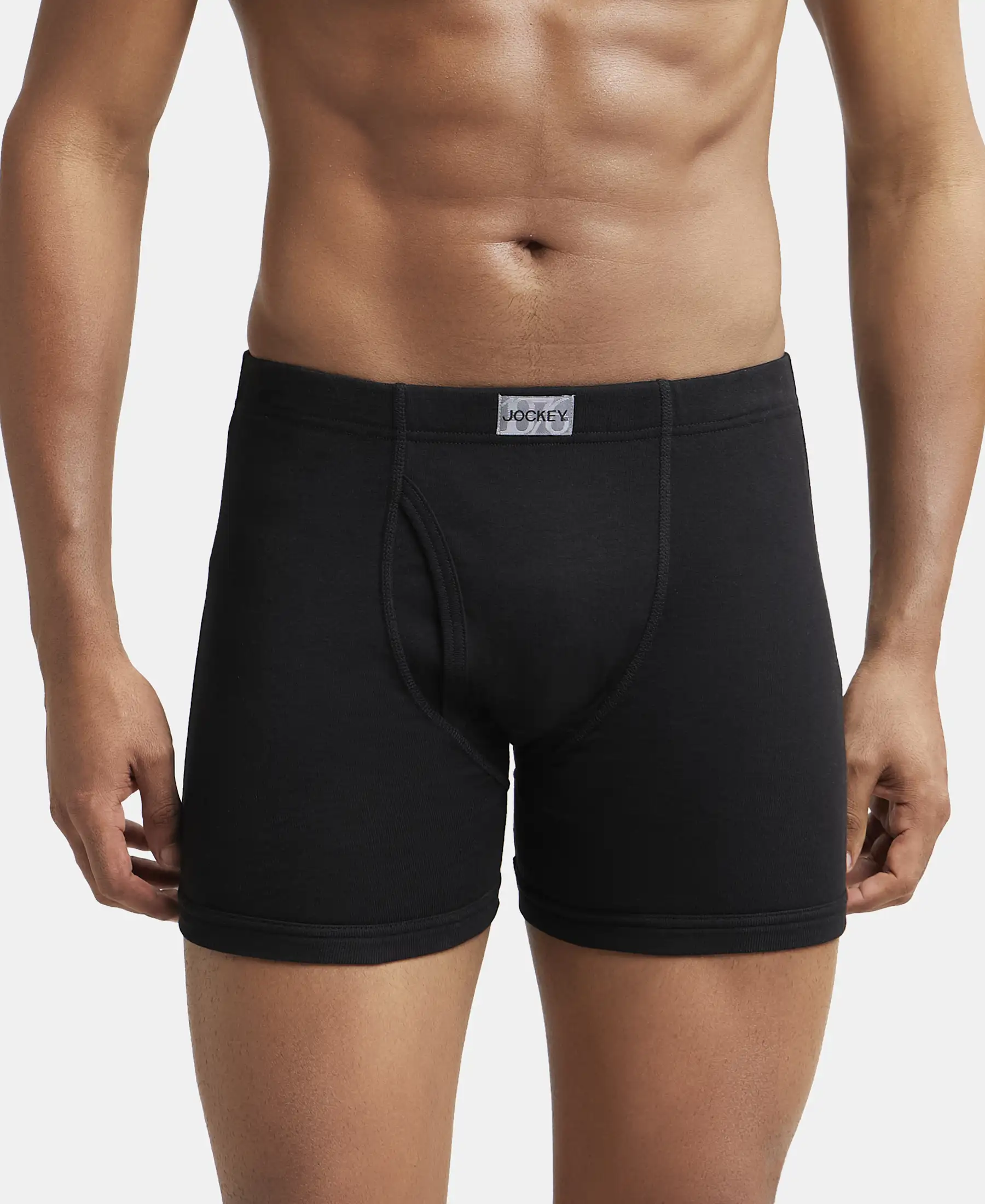 Super Combed Cotton Rib Solid Boxer Brief with Ultrasoft and Durable Waistband - Black