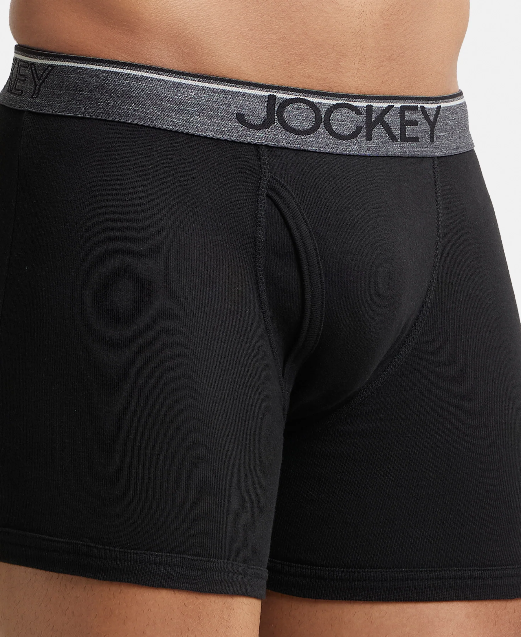 Super Combed Cotton Rib Solid Boxer Brief with Ultrasoft and Durable Waistband - Black - Image 7