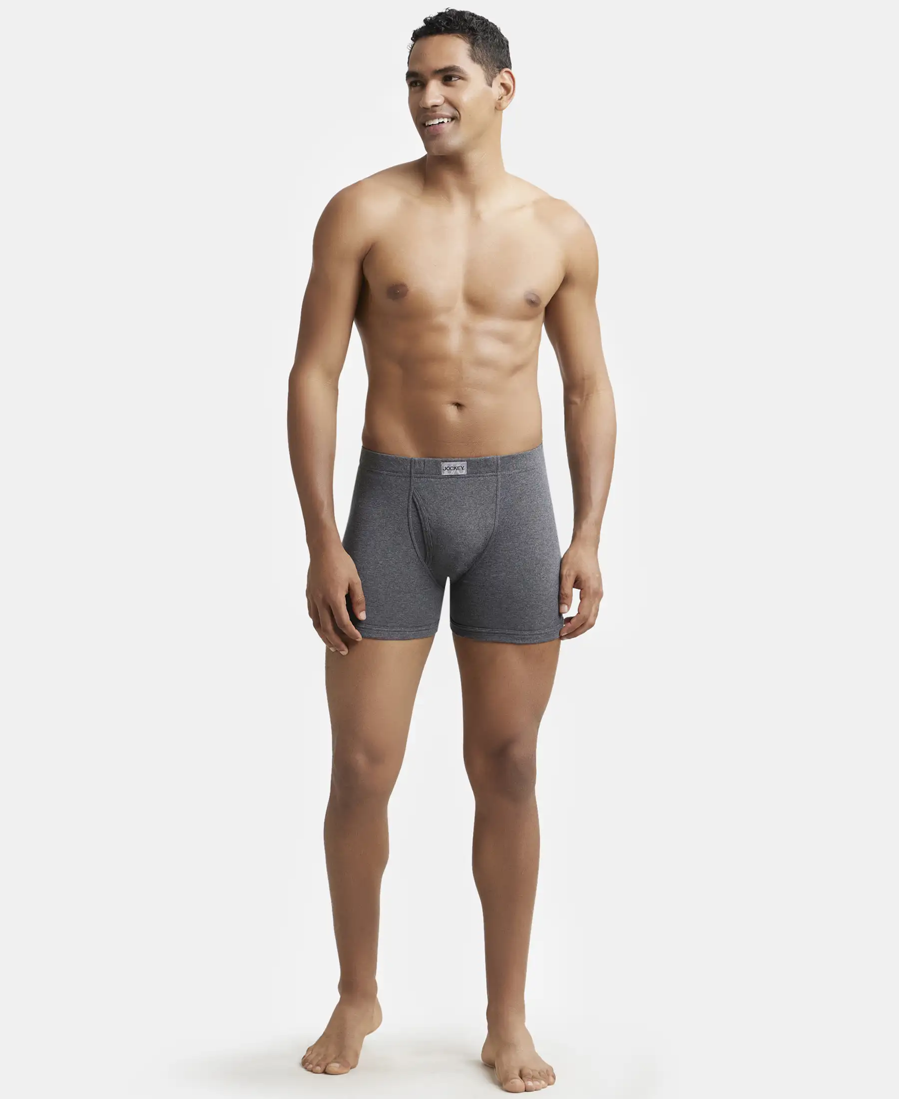 Super Combed Cotton Rib Solid Boxer Brief with Ultrasoft and Durable Waistband - Black/Charcoal Melange/Grey Melange (Pack of 3) - Image 13