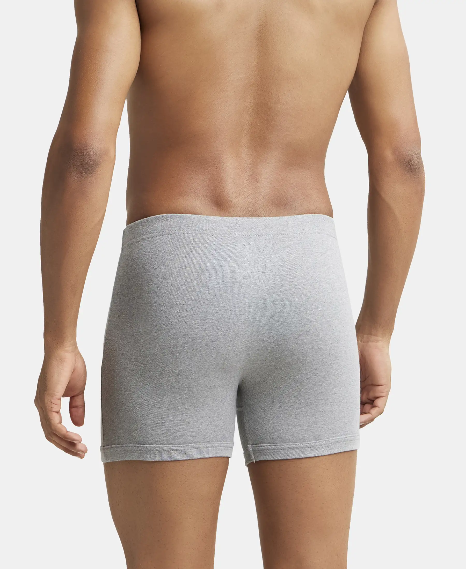 Super Combed Cotton Rib Solid Boxer Brief with Ultrasoft and Durable Waistband - Black/Charcoal Melange/Grey Melange (Pack of 3) - Image 17