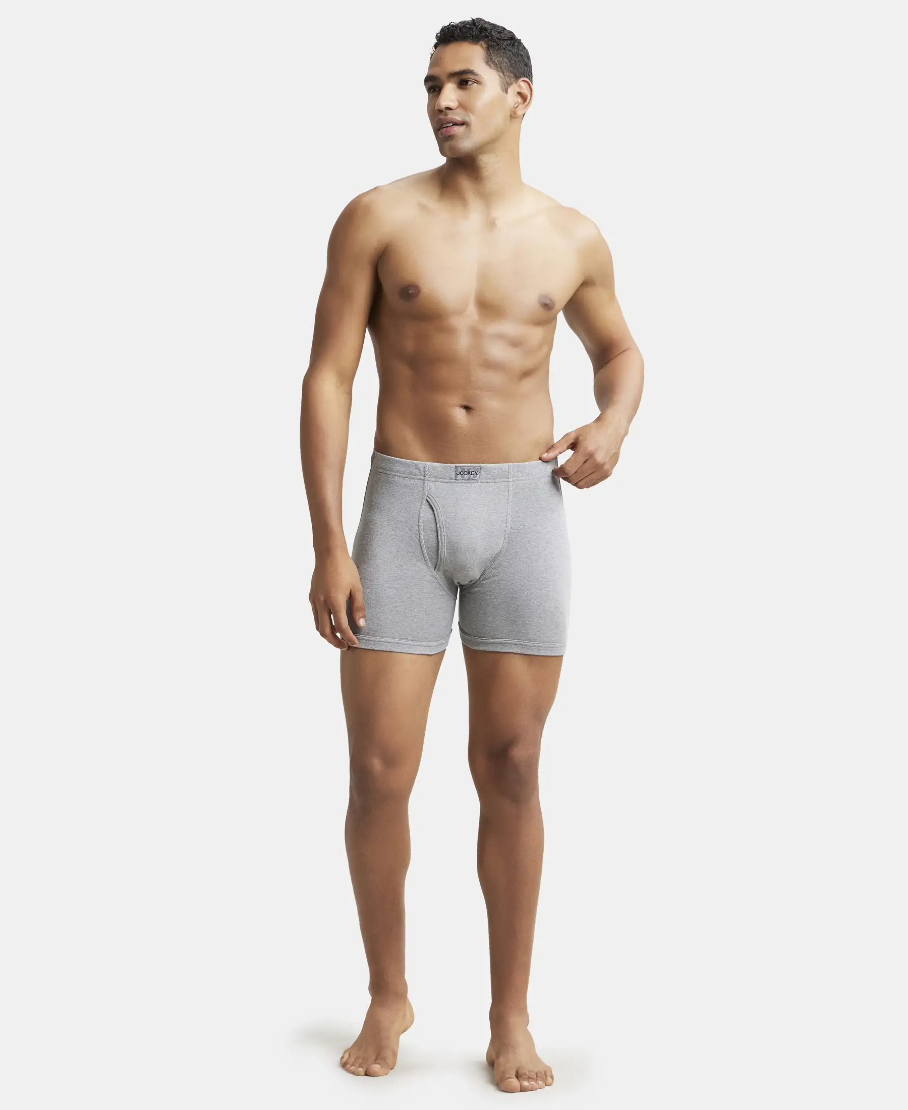 Super Combed Cotton Rib Solid Boxer Brief with Ultrasoft and Durable Waistband - Black/Charcoal Melange/Grey Melange (Pack of 3) - Image 19