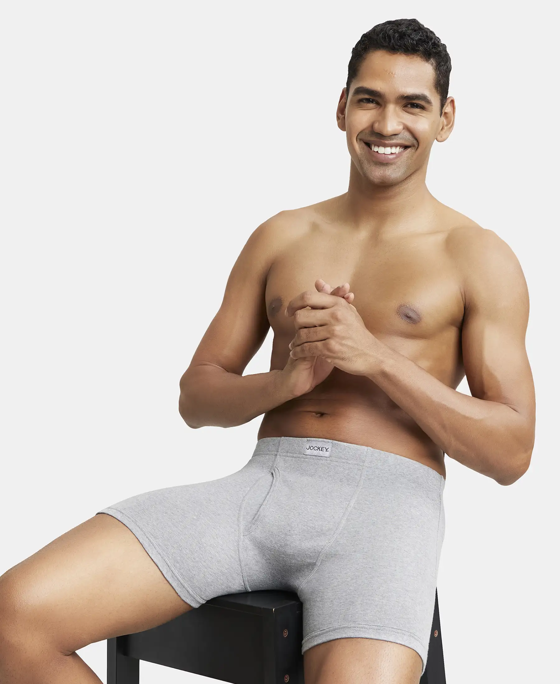 Super Combed Cotton Rib Solid Boxer Brief with Ultrasoft and Durable Waistband - Black/Charcoal Melange/Grey Melange (Pack of 3) - Image 20