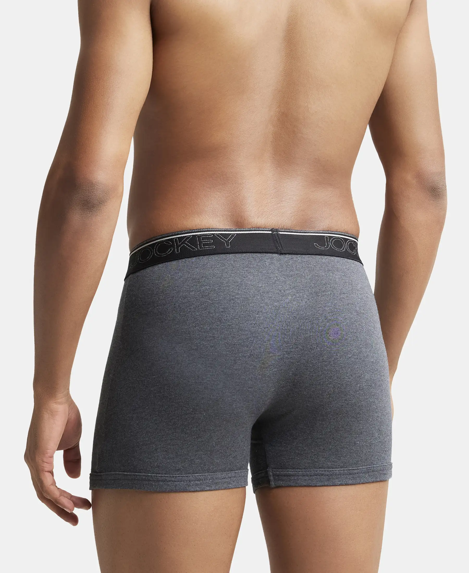 Super Combed Cotton Rib Solid Boxer Brief with Ultrasoft and Durable Waistband - Black/Charcoal Melange/Grey Melange (Pack of 3) - Image 12