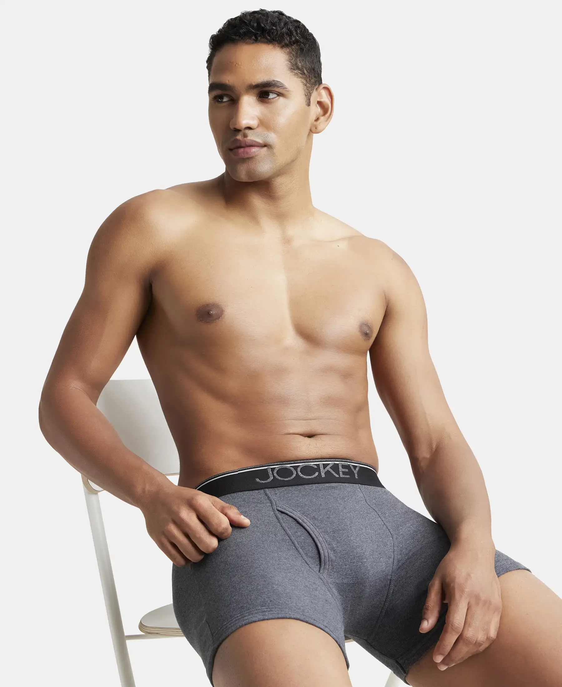 Super Combed Cotton Rib Solid Boxer Brief with Ultrasoft and Durable Waistband - Black/Charcoal Melange/Grey Melange (Pack of 3) - Image 13