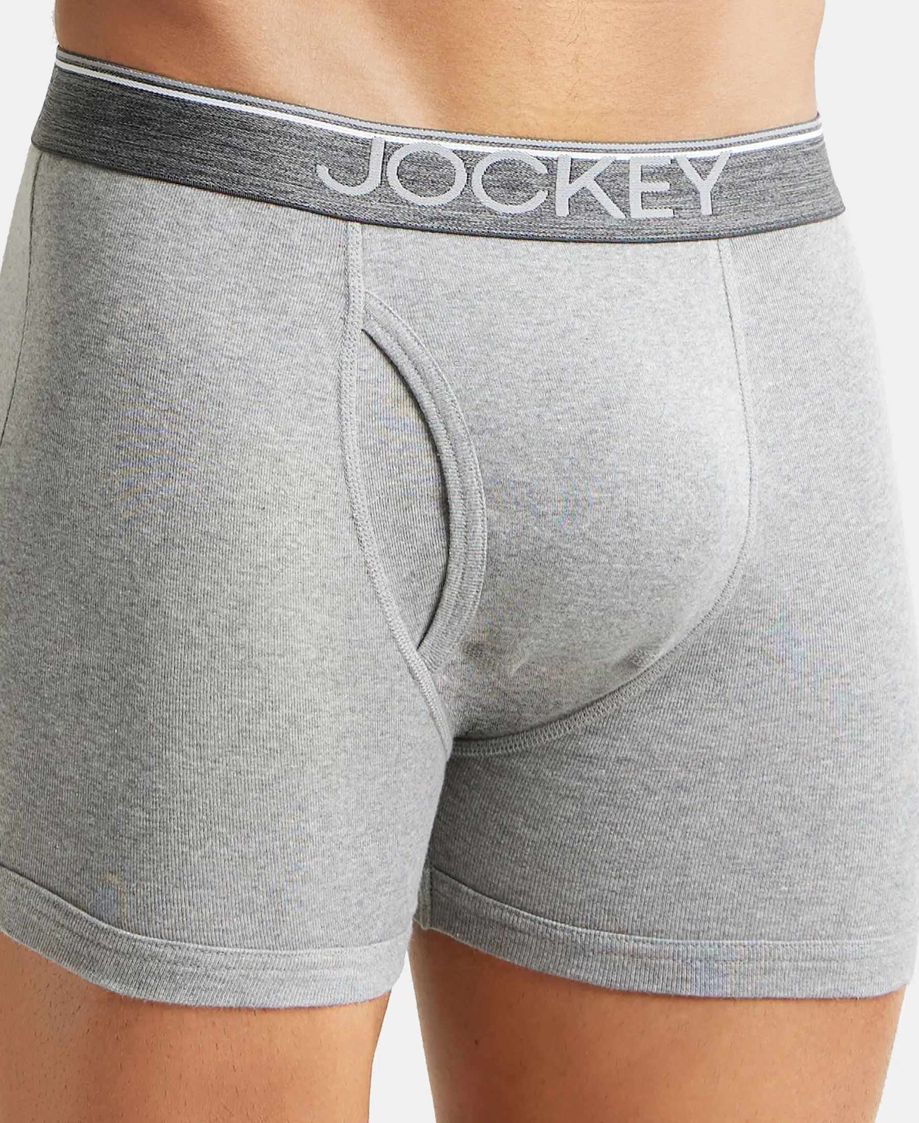Super Combed Cotton Rib Solid Boxer Brief with Ultrasoft and Durable Waistband - Black/Charcoal Melange/Grey Melange (Pack of 3) - Image 18