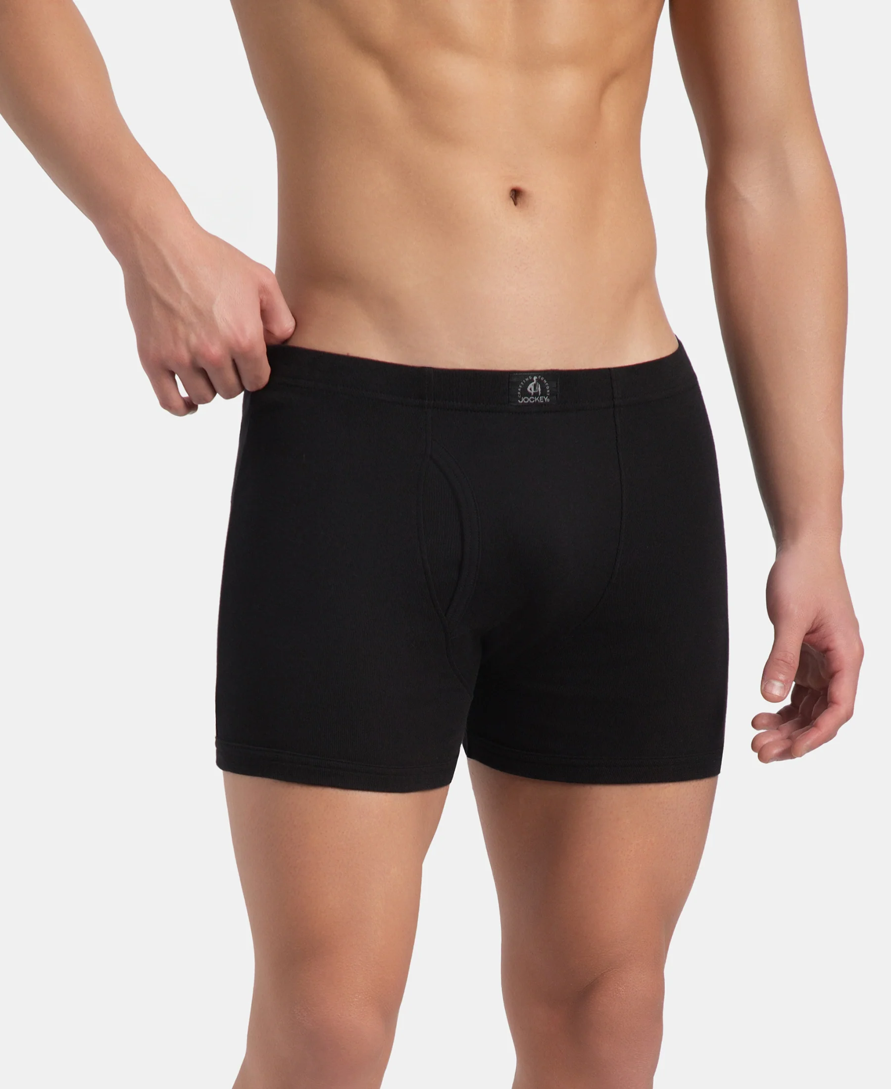 Super Combed Cotton Rib Solid Boxer Brief with Ultrasoft and Durable Waistband - Black, Dark Khaki & Brown (Pack of 3) - Image 3