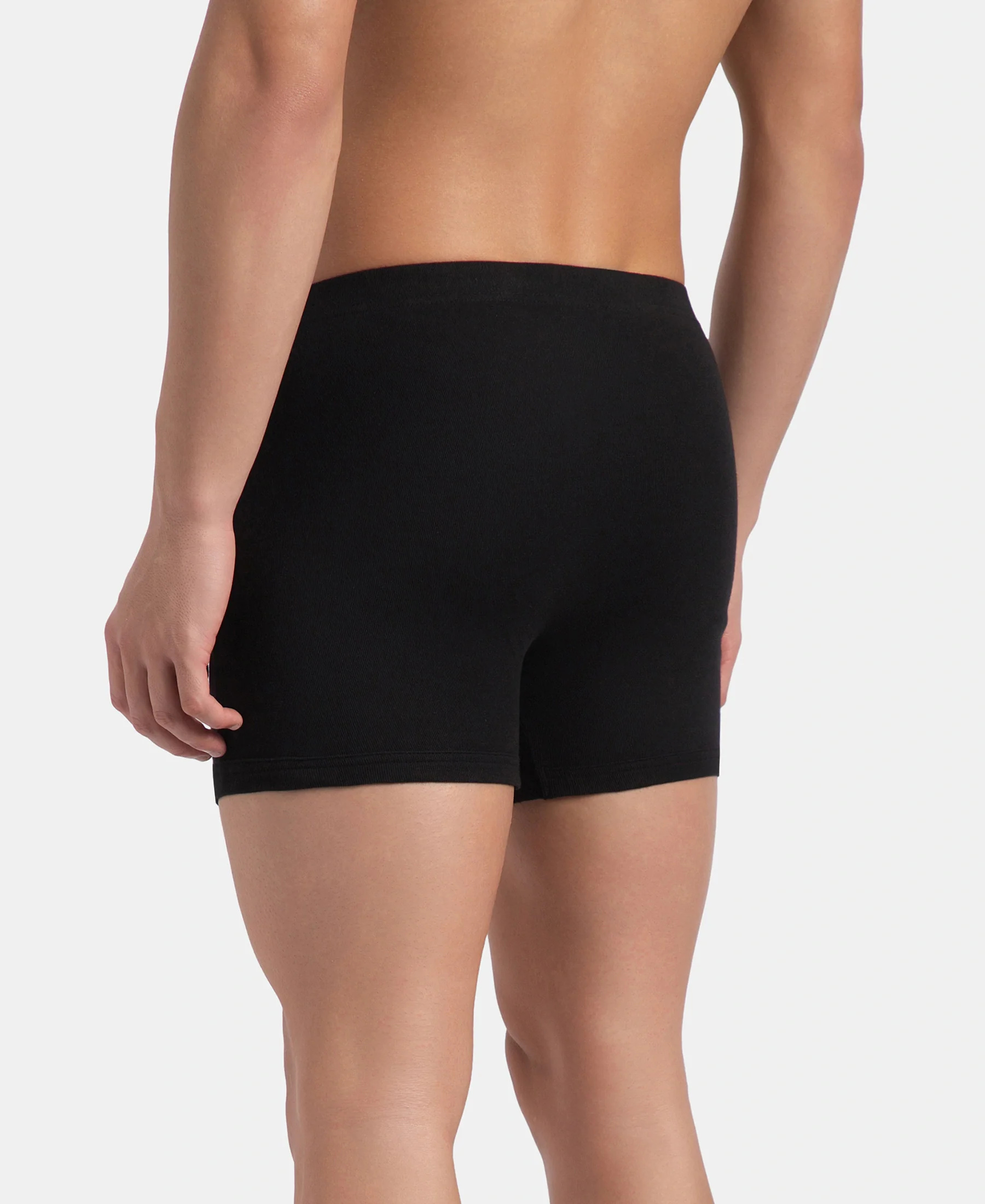 Super Combed Cotton Rib Solid Boxer Brief with Ultrasoft and Durable Waistband - Black, Dark Khaki & Brown (Pack of 3) - Image 4