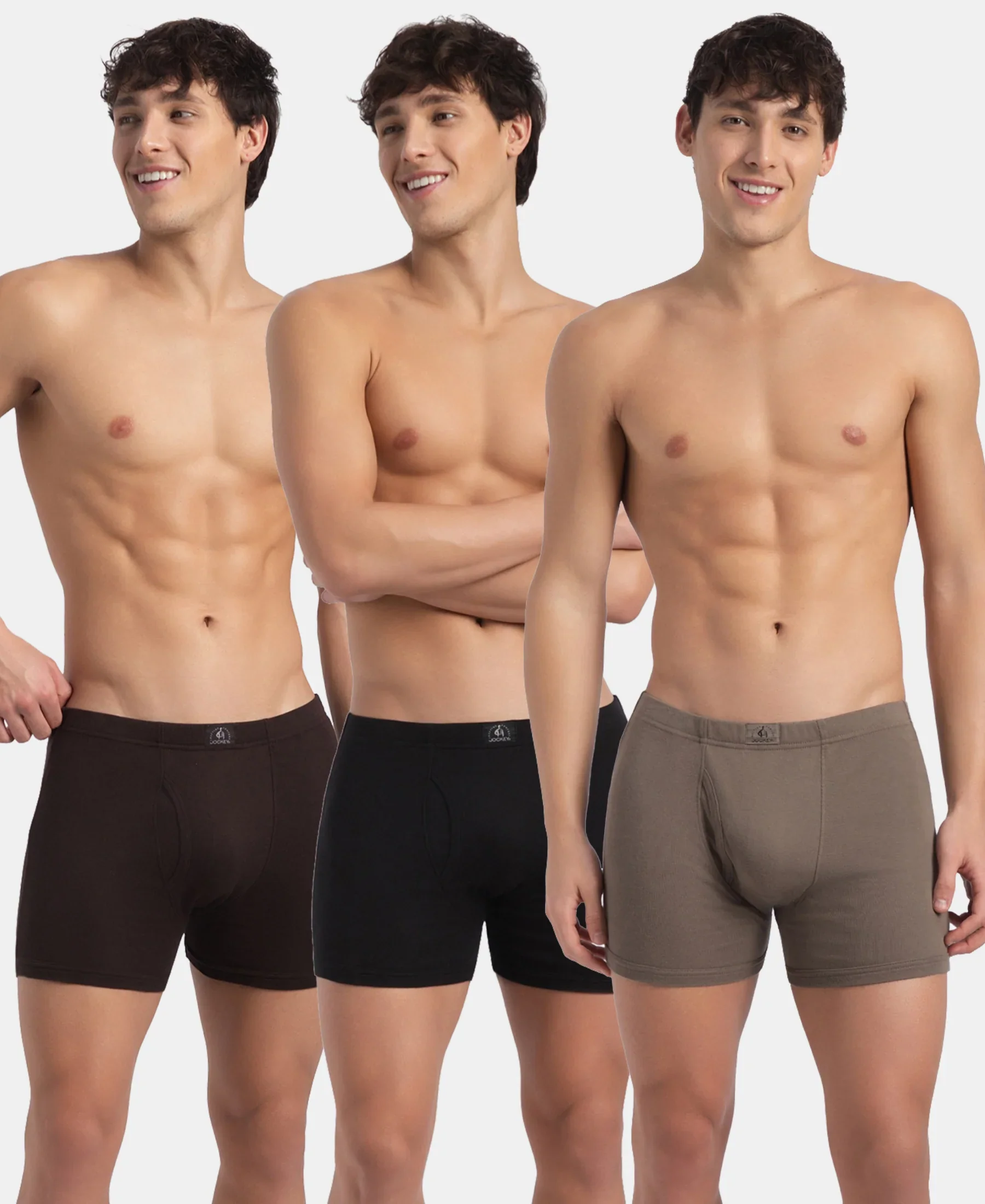 Super Combed Cotton Rib Solid Boxer Brief with Ultrasoft and Durable Waistband - Black, Dark Khaki & Brown (Pack of 3) - Image 5