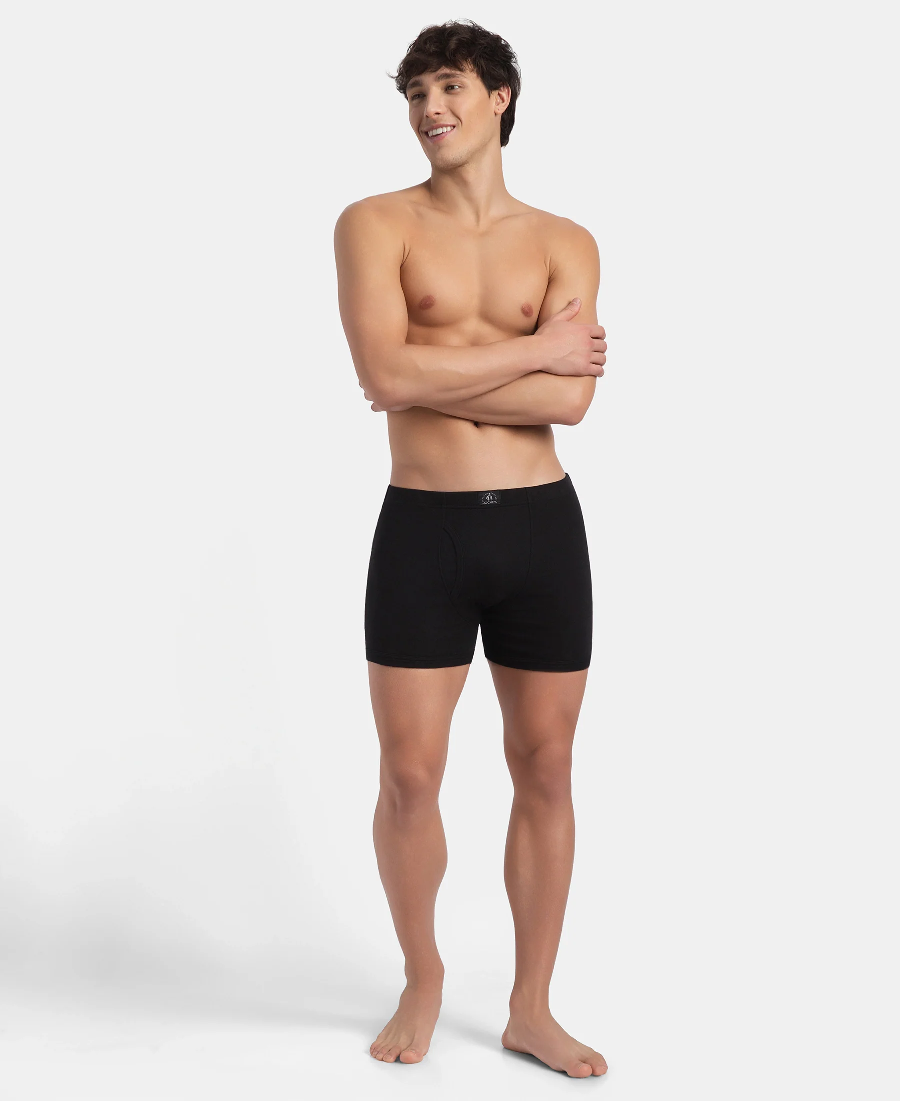 Super Combed Cotton Rib Solid Boxer Brief with Ultrasoft and Durable Waistband - Black, Deep Forest & Deep Slate (Pack of 3) - Image 4