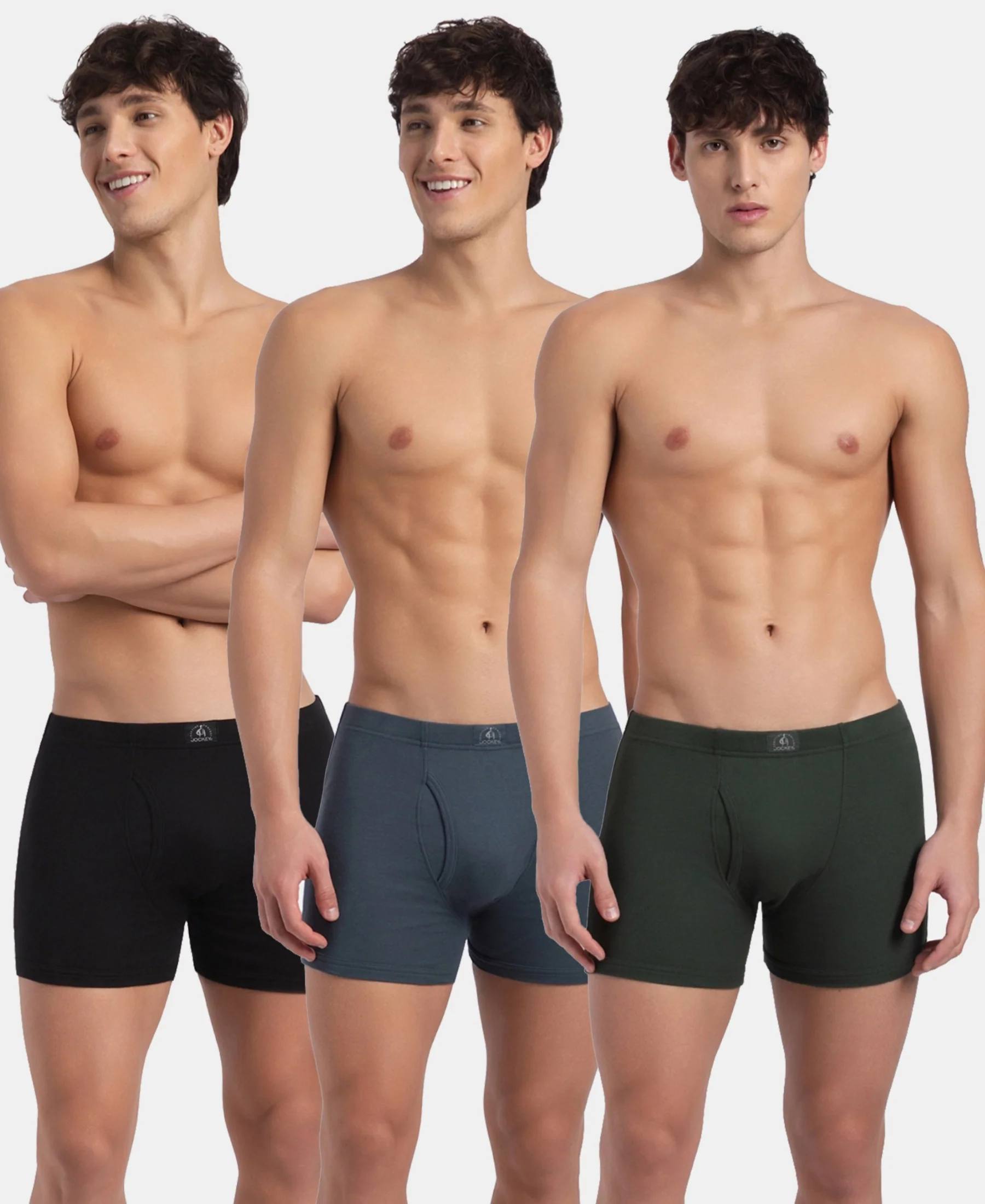 Super Combed Cotton Rib Solid Boxer Brief with Ultrasoft and Durable Waistband - Black, Deep Forest & Deep Slate (Pack of 3) - Image 5