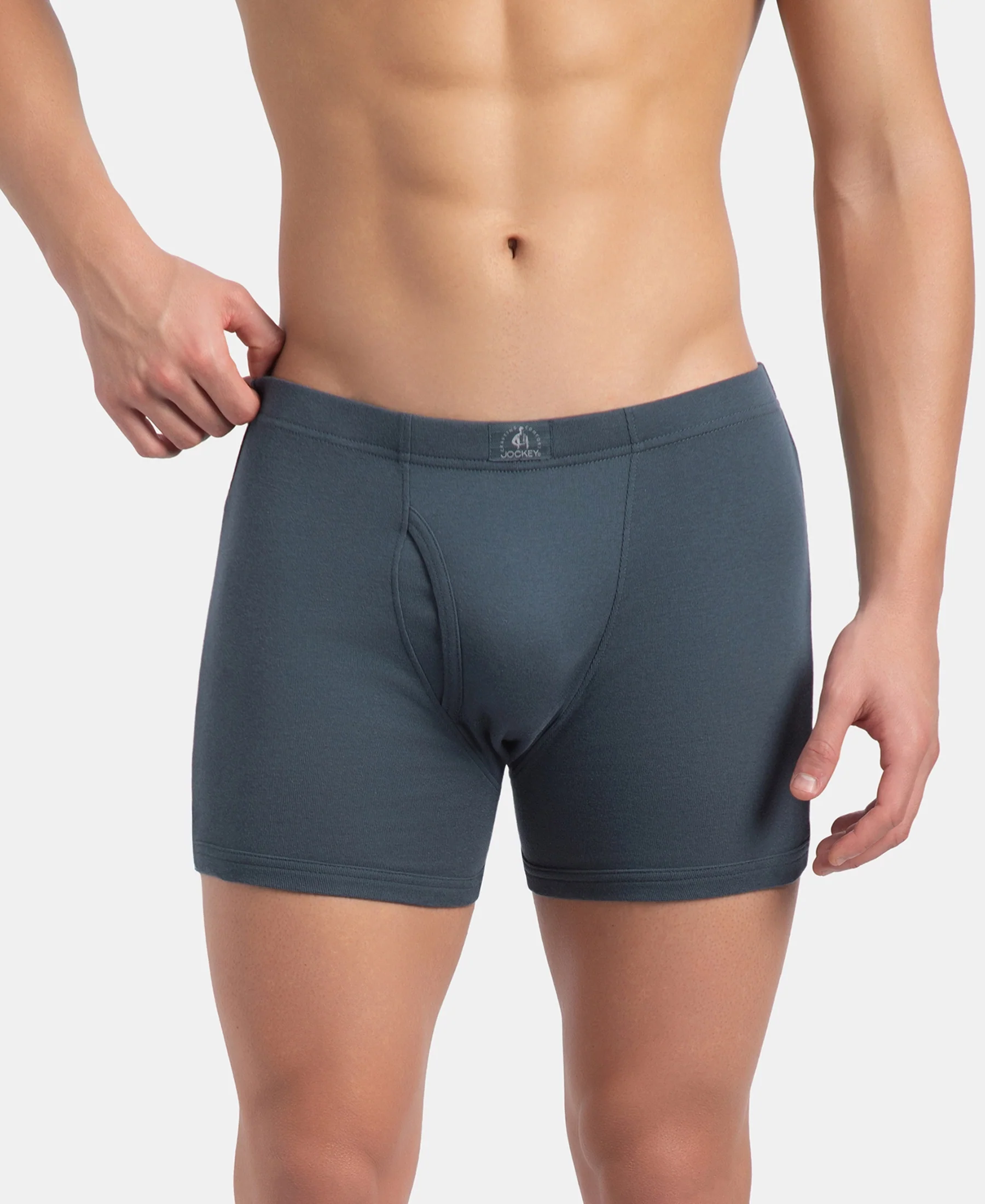 Super Combed Cotton Rib Solid Boxer Brief with Ultrasoft and Durable Waistband - Black, Deep Forest & Deep Slate (Pack of 3) - Image 7