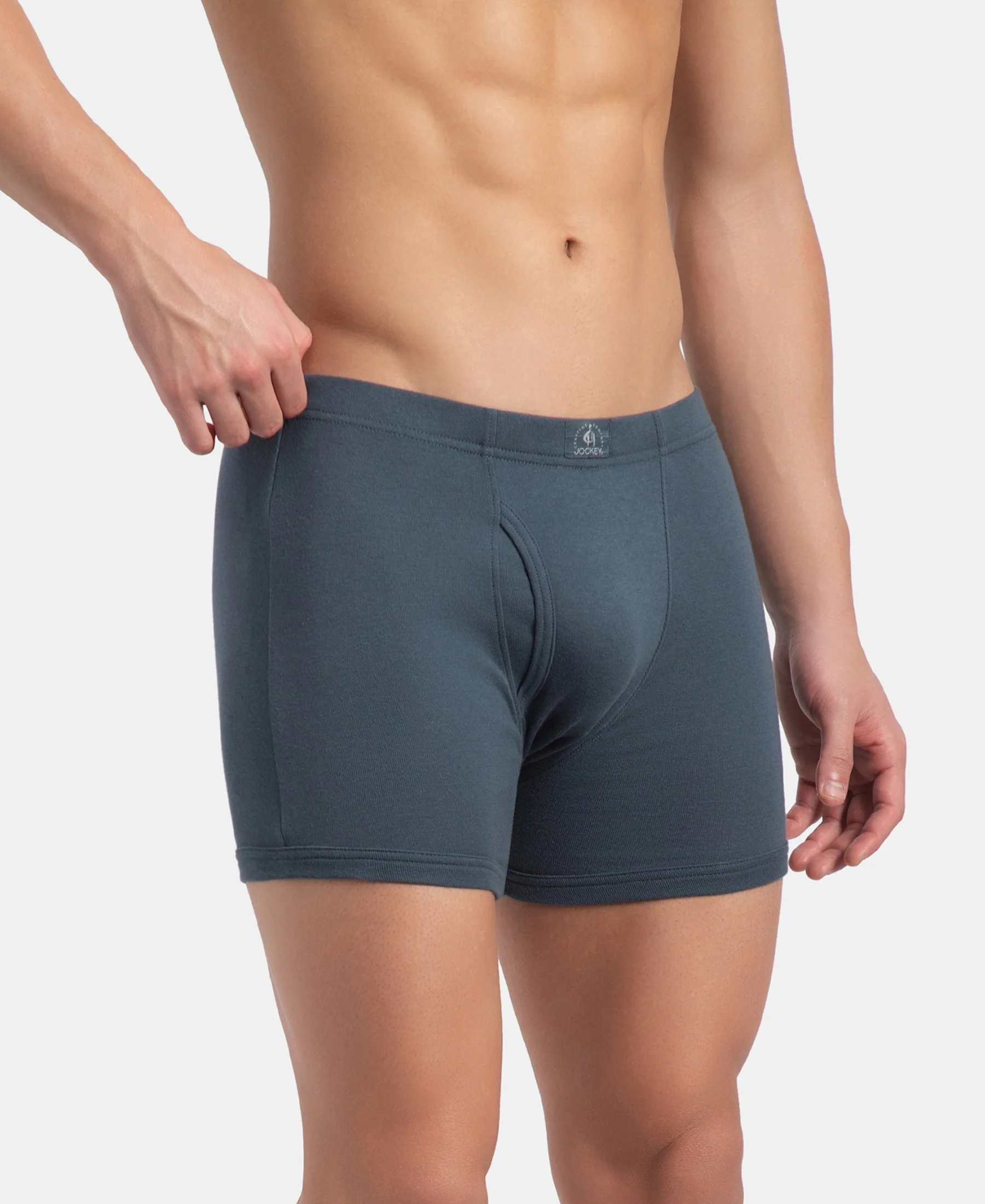 Super Combed Cotton Rib Solid Boxer Brief with Ultrasoft and Durable Waistband - Black, Deep Forest & Deep Slate (Pack of 3) - Image 8