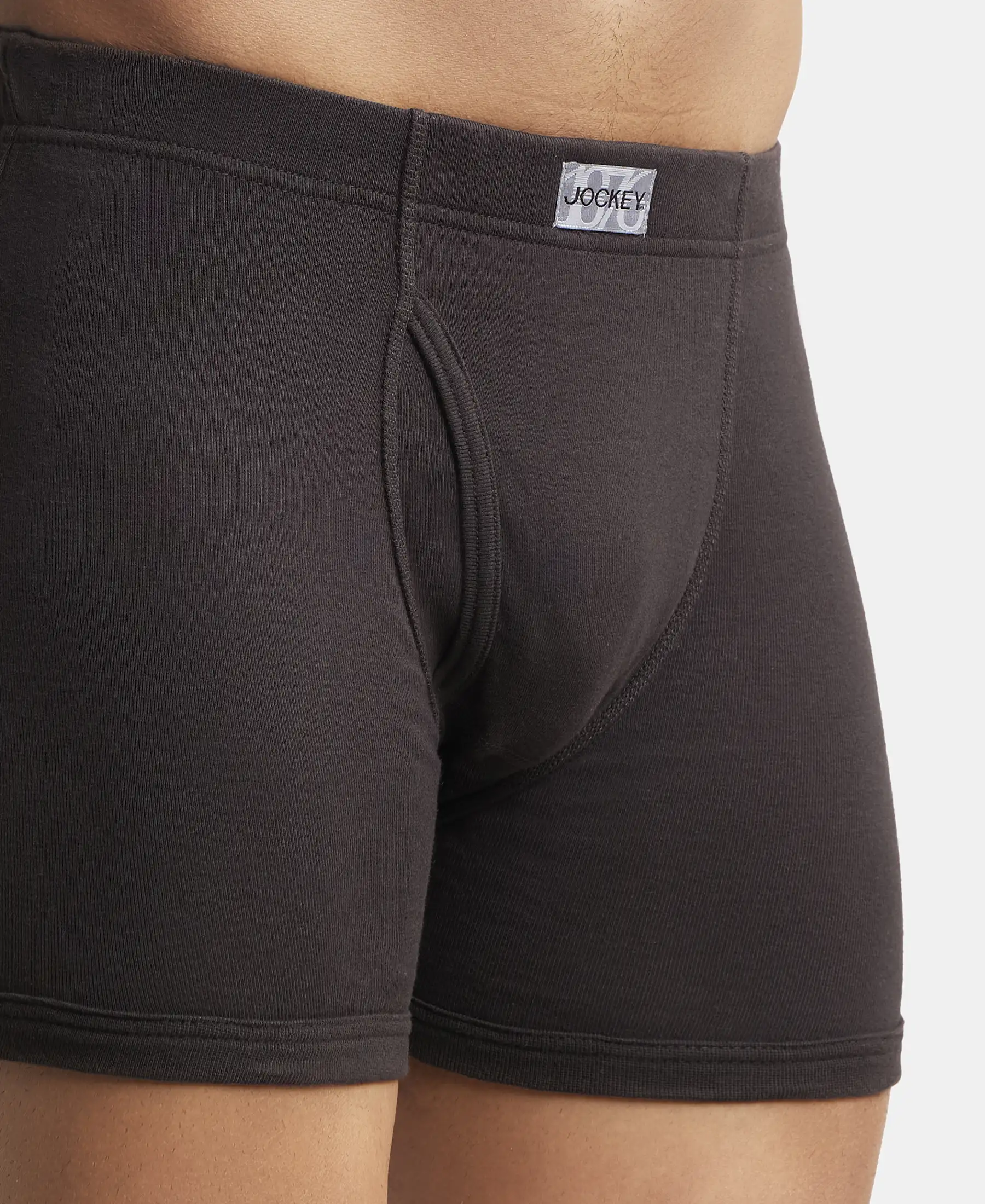 Super Combed Cotton Rib Solid Boxer Brief with Ultrasoft and Durable Waistband - Black/Grey Melange/Brown (Pack of 3) - Image 12