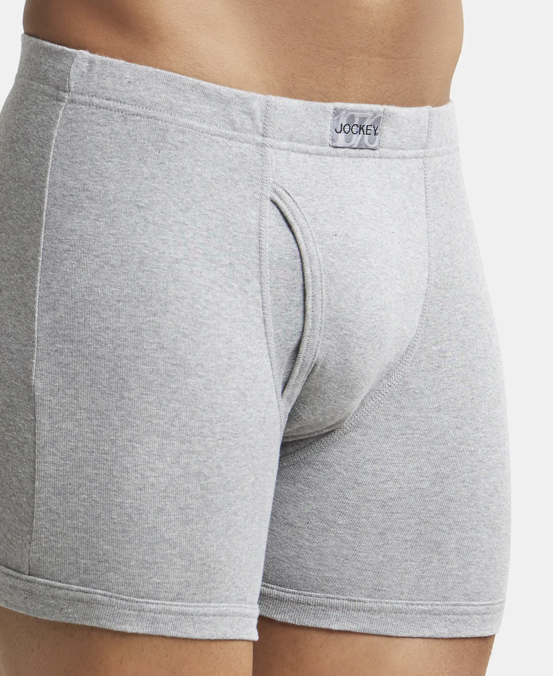 Super Combed Cotton Rib Solid Boxer Brief with Ultrasoft and Durable Waistband - Black/Grey Melange/Brown (Pack of 3) - Image 19