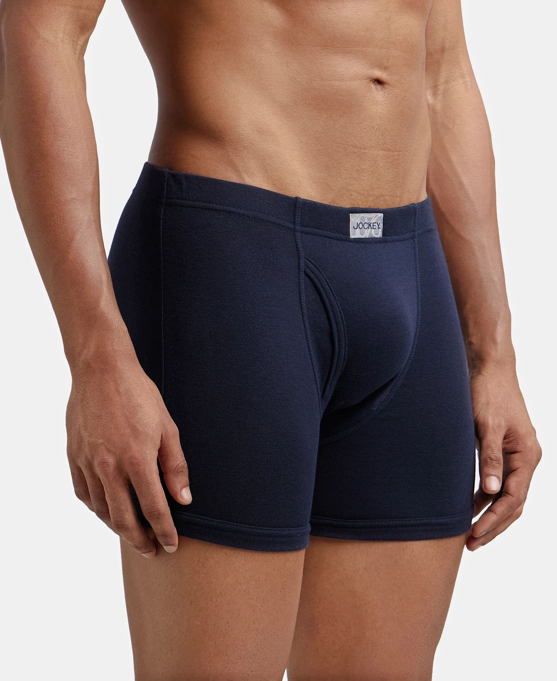 Super Combed Cotton Rib Solid Boxer Brief with Ultrasoft and Durable Waistband - Black/Navy/Charcoal Melange (Pack of 3) - Image 17