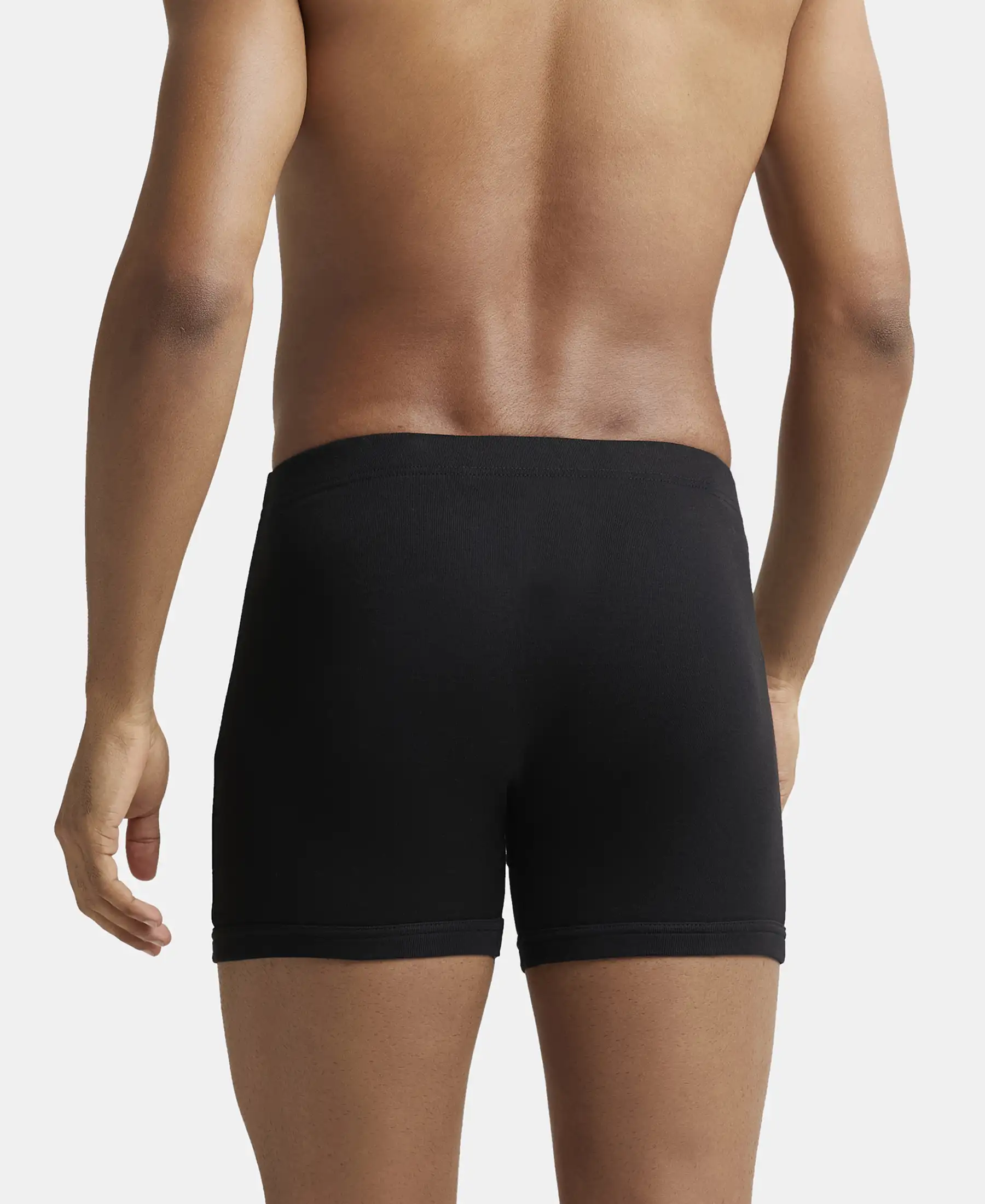 Super Combed Cotton Rib Solid Boxer Brief with Ultrasoft and Durable Waistband - Black/Navy/Charcoal Melange (Pack of 3) - Image 3