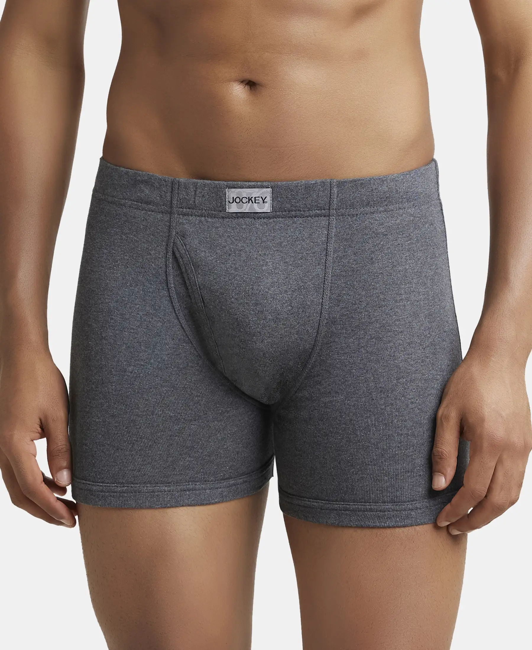 Super Combed Cotton Rib Solid Boxer Brief with Ultrasoft and Durable Waistband - Black/Navy/Charcoal Melange (Pack of 3) - Image 9