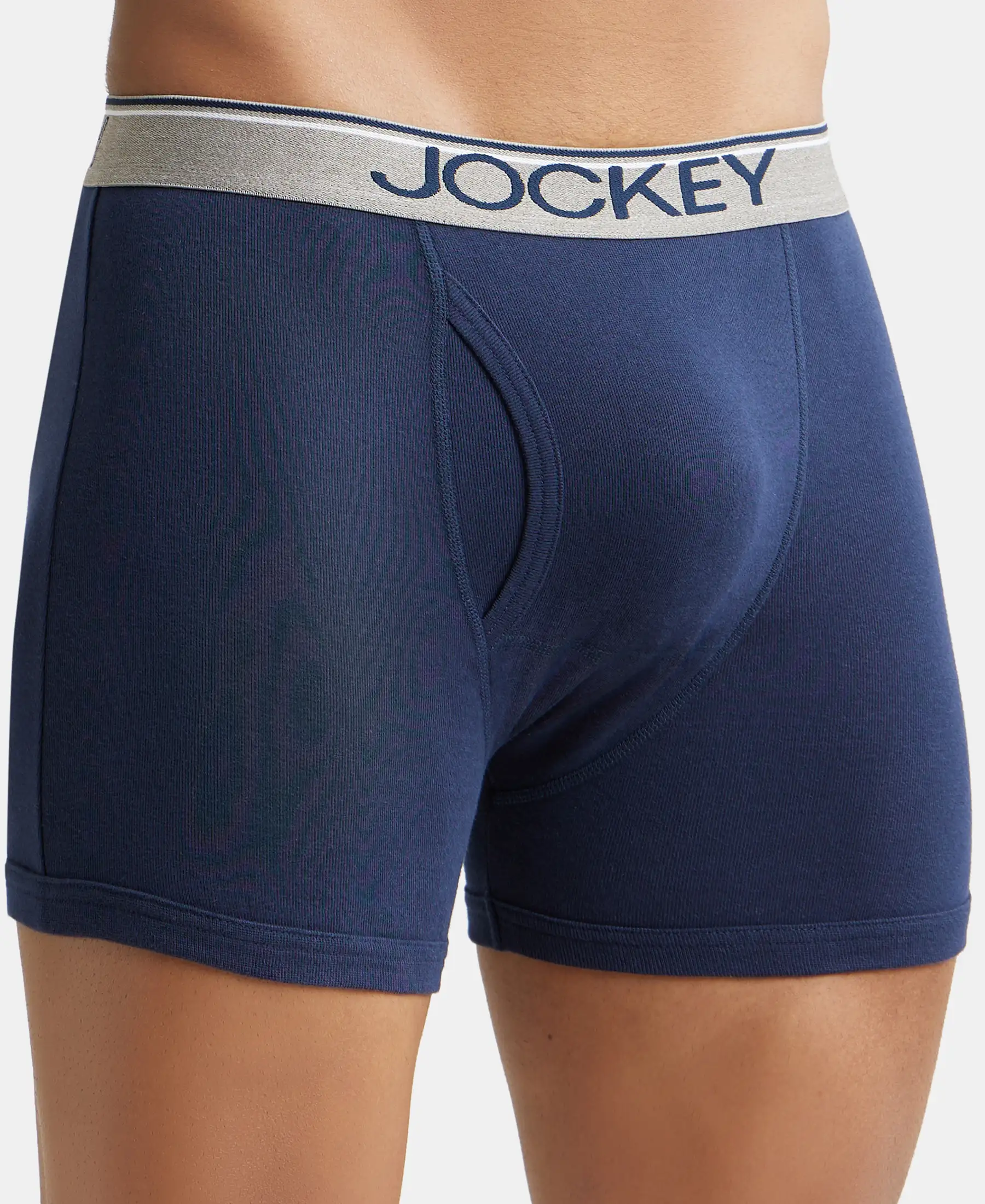 Super Combed Cotton Rib Solid Boxer Brief with Ultrasoft and Durable Waistband - Black/Navy/Charcoal Melange (Pack of 3) - Image 6