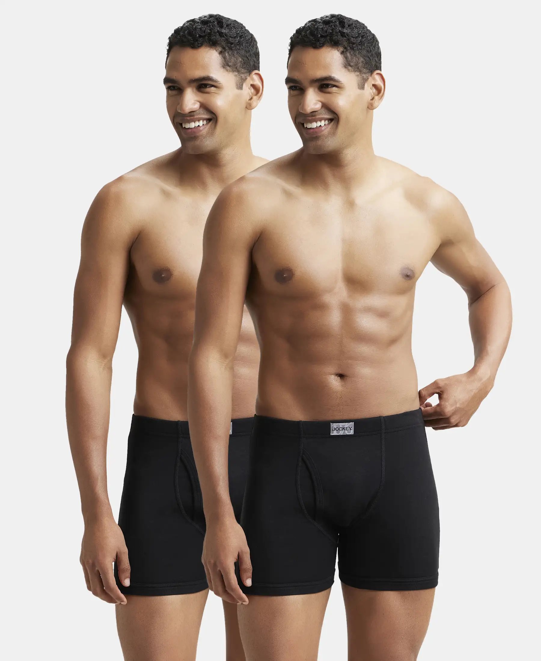 Super Combed Cotton Rib Solid Boxer Brief with Ultrasoft and Durable Waistband - Black (Pack of 2) - Image 5
