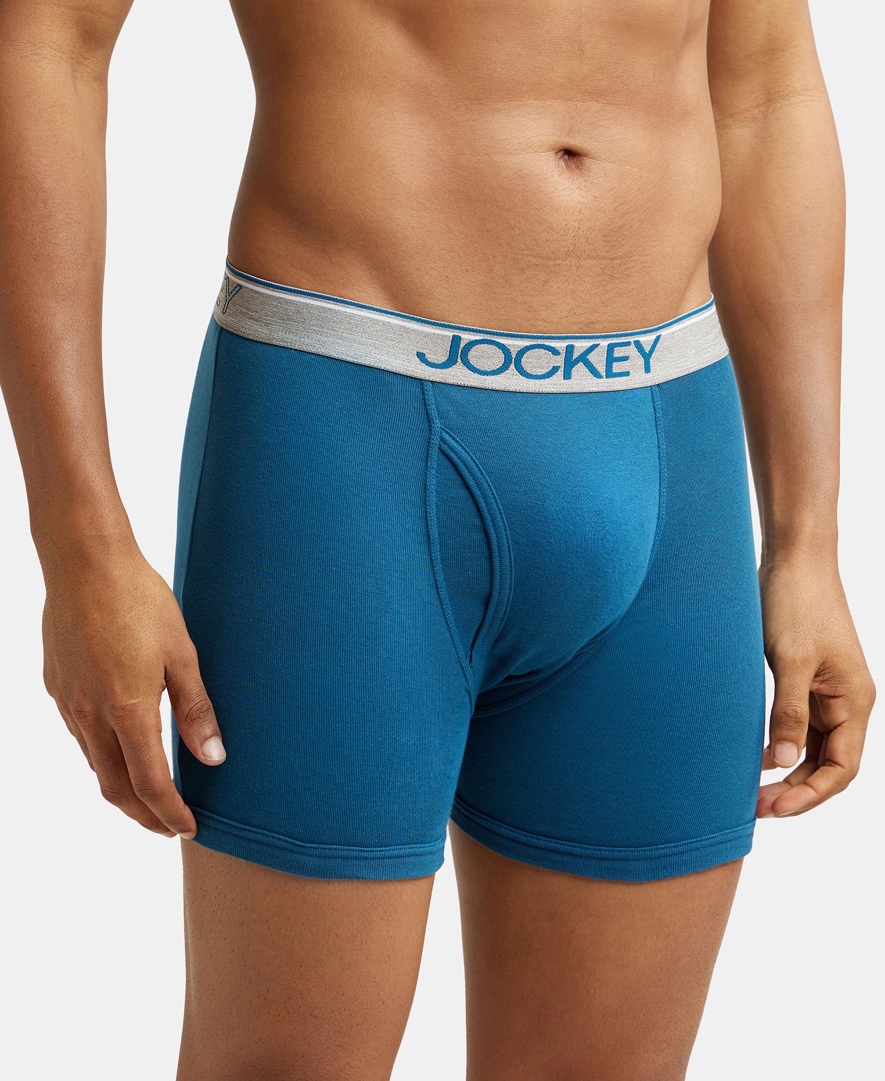 Super Combed Cotton Rib Solid Boxer Brief with Ultrasoft and Durable Waistband - Black/Seaport Teal/Deep Slate (Pack of 3) - Image 2