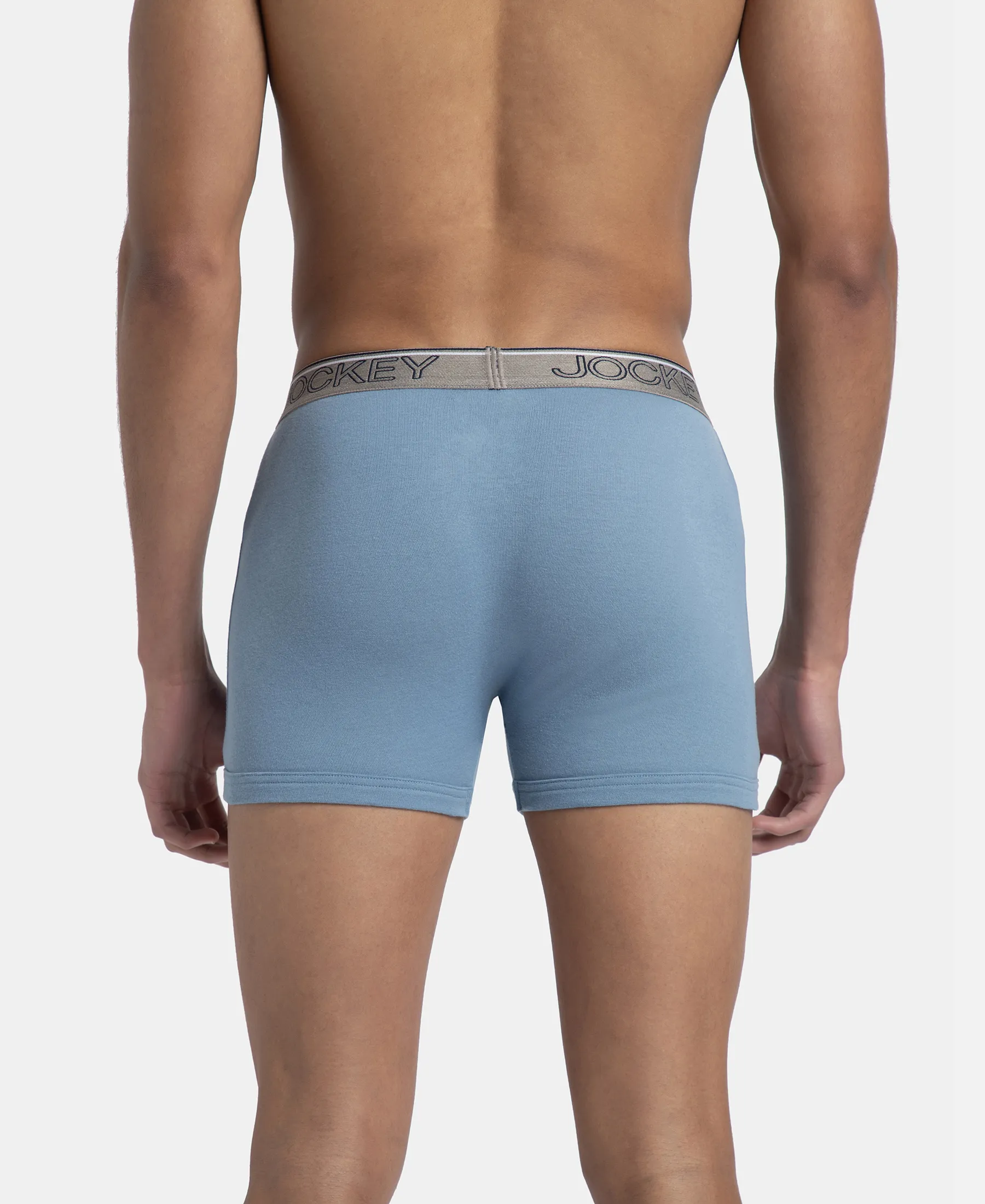 Super Combed Cotton Rib Solid Boxer Brief with Ultrasoft and Durable Waistband - Blue Shadow - Image 3