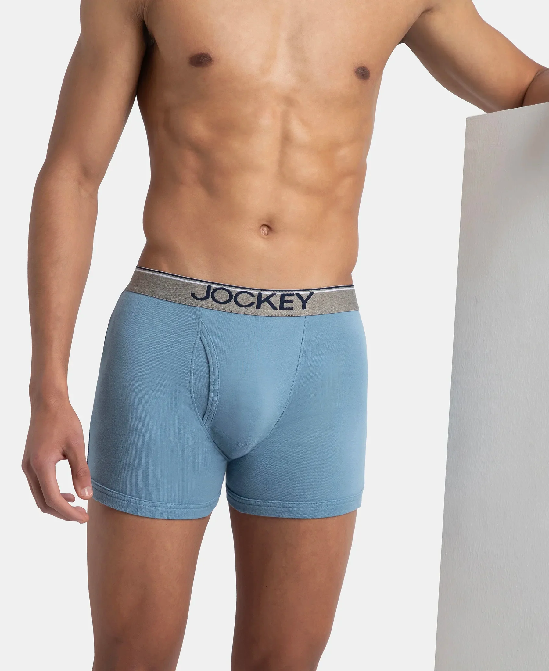 Super Combed Cotton Rib Solid Boxer Brief with Ultrasoft and Durable Waistband - Blue Shadow - Image 5