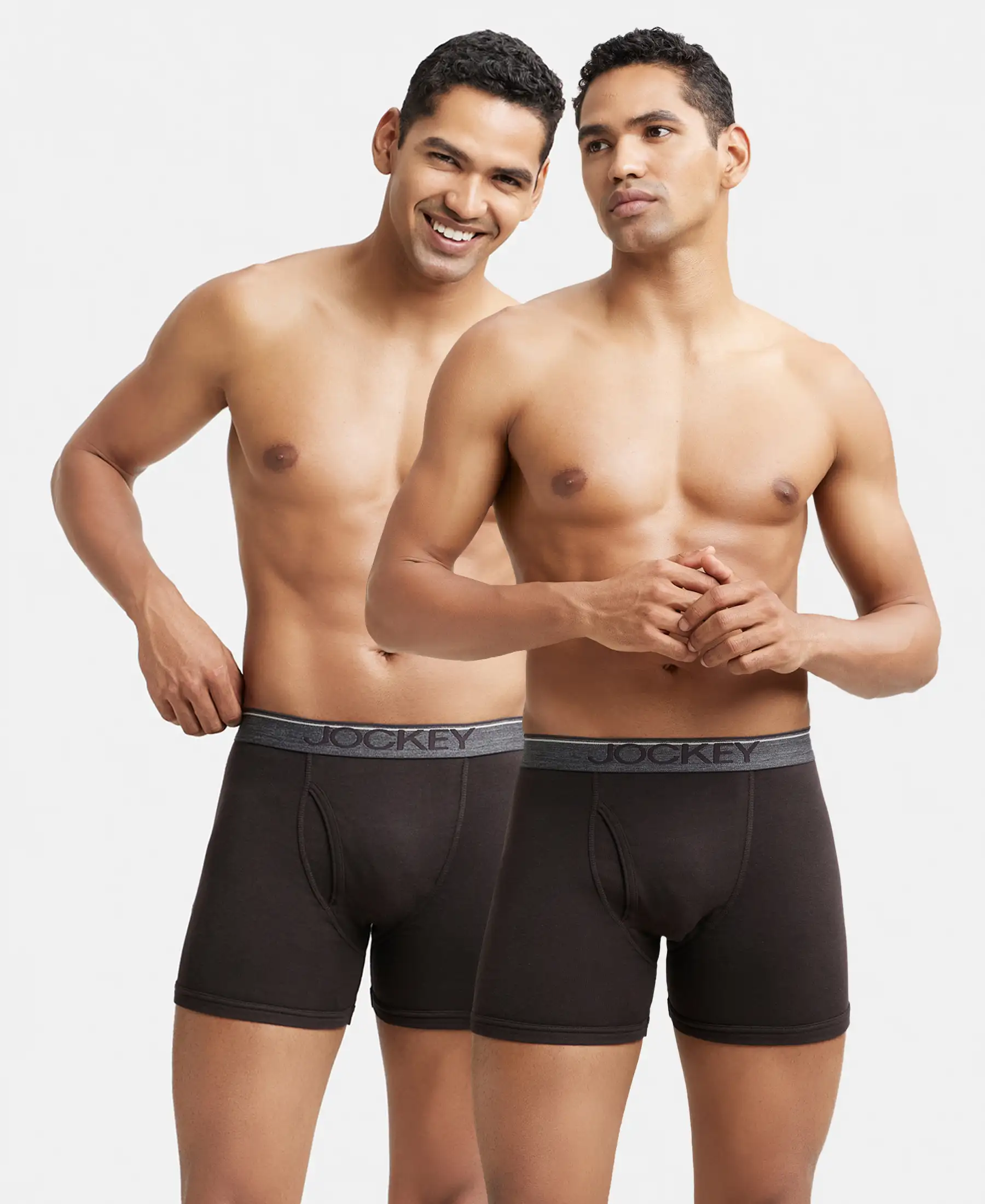 Super Combed Cotton Rib Solid Boxer Brief with Ultrasoft and Durable Waistband - Brown (Pack of 2) - Image 5