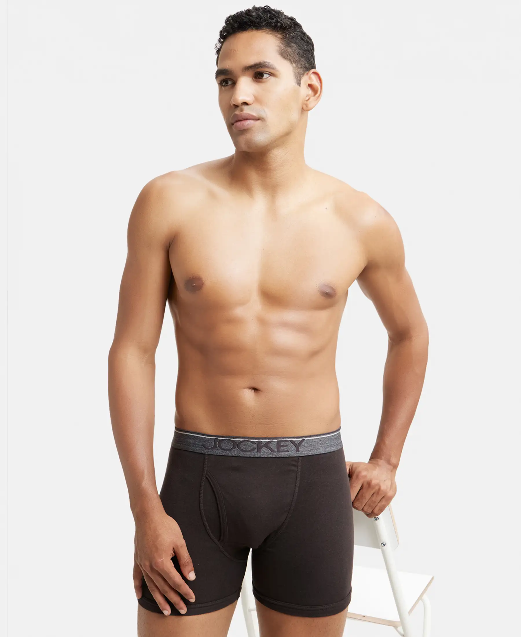 Super Combed Cotton Rib Solid Boxer Brief with Ultrasoft and Durable Waistband - Brown (Pack of 2) - Image 8