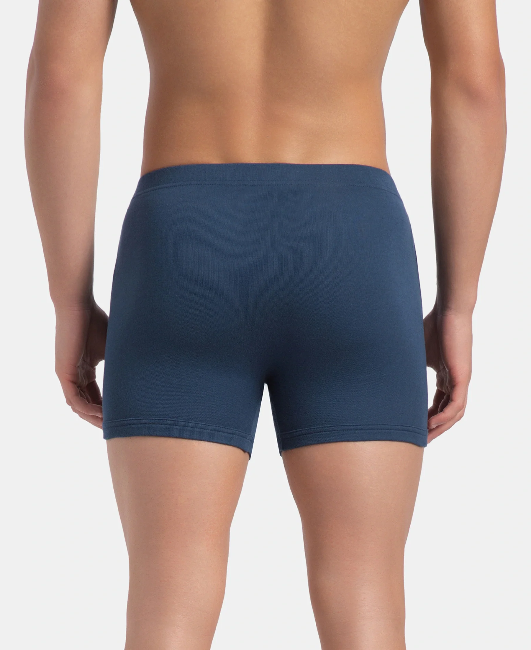 Super Combed Cotton Rib Solid Boxer Brief with Ultrasoft and Durable Waistband - Dark Denim (Pack of 2) - Image 3