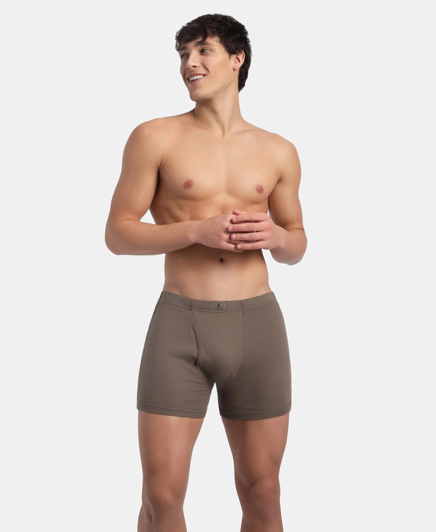 Super Combed Cotton Rib Solid Boxer Brief with Ultrasoft and Durable Waistband - Dark Khaki - Image 5