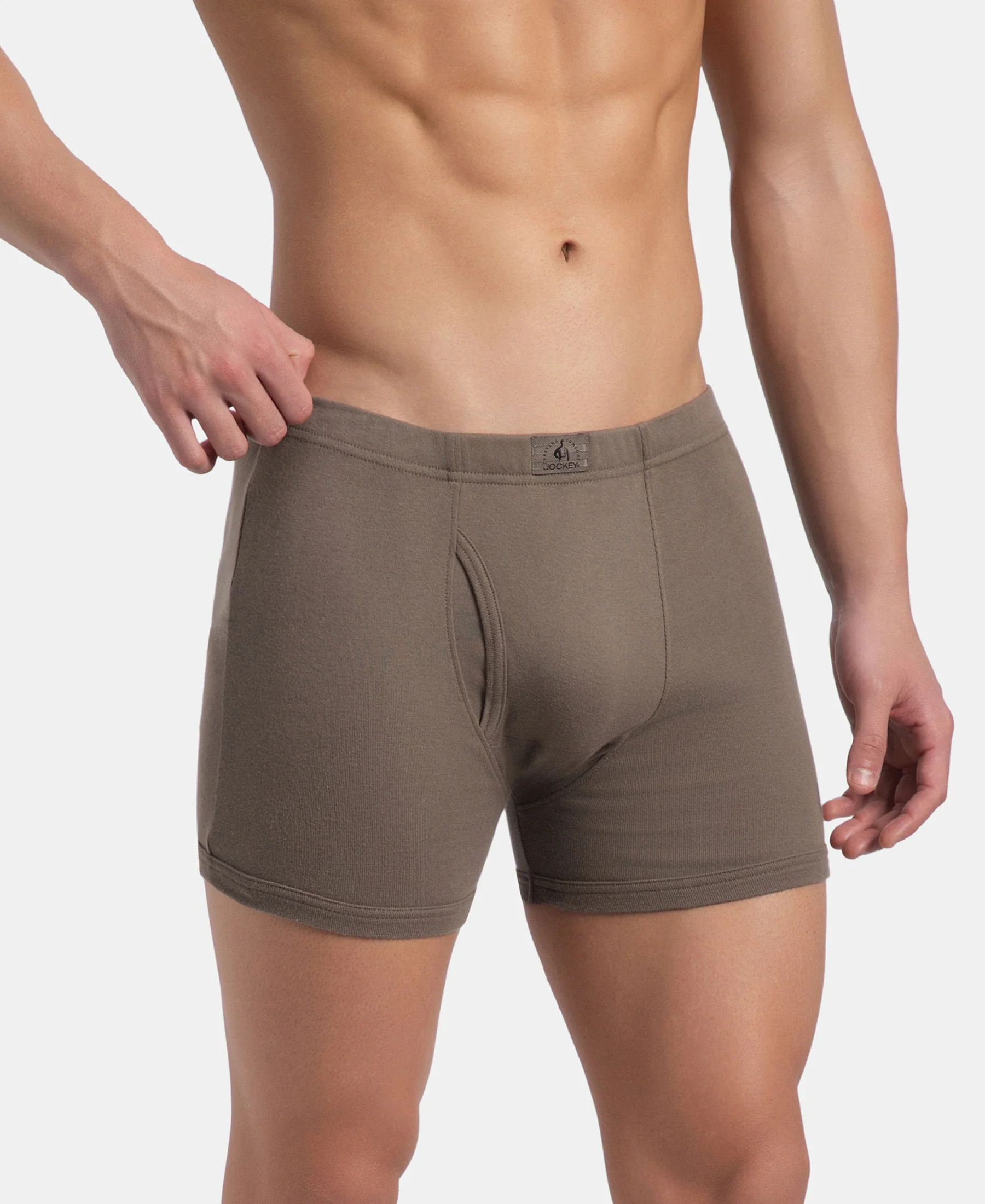 Super Combed Cotton Rib Solid Boxer Brief with Ultrasoft and Durable Waistband - Dark Khaki (Pack of 2) - Image 3