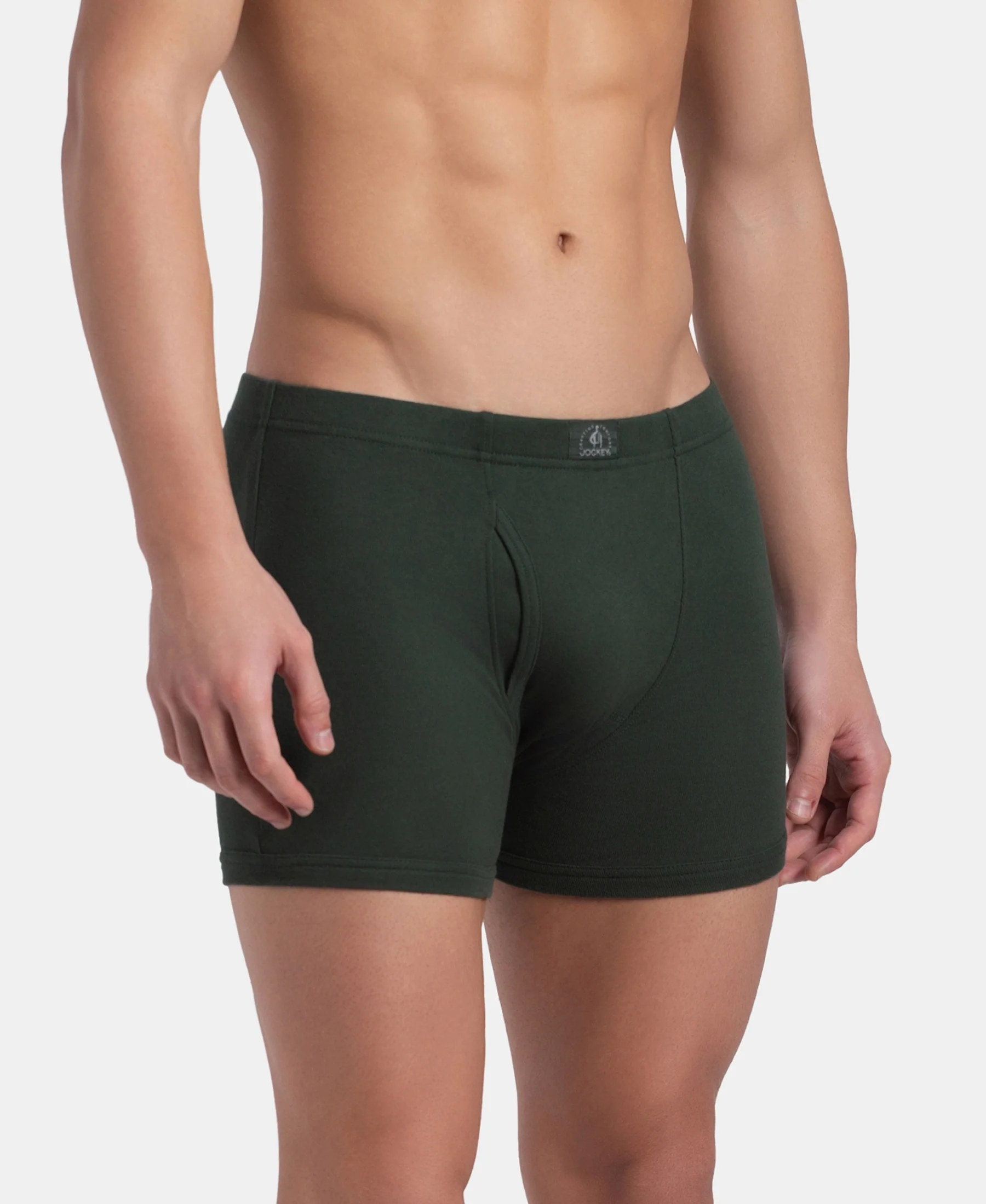 Super Combed Cotton Rib Solid Boxer Brief with Ultrasoft and Durable Waistband - Deep Forest (Pack of 2) - Image 3