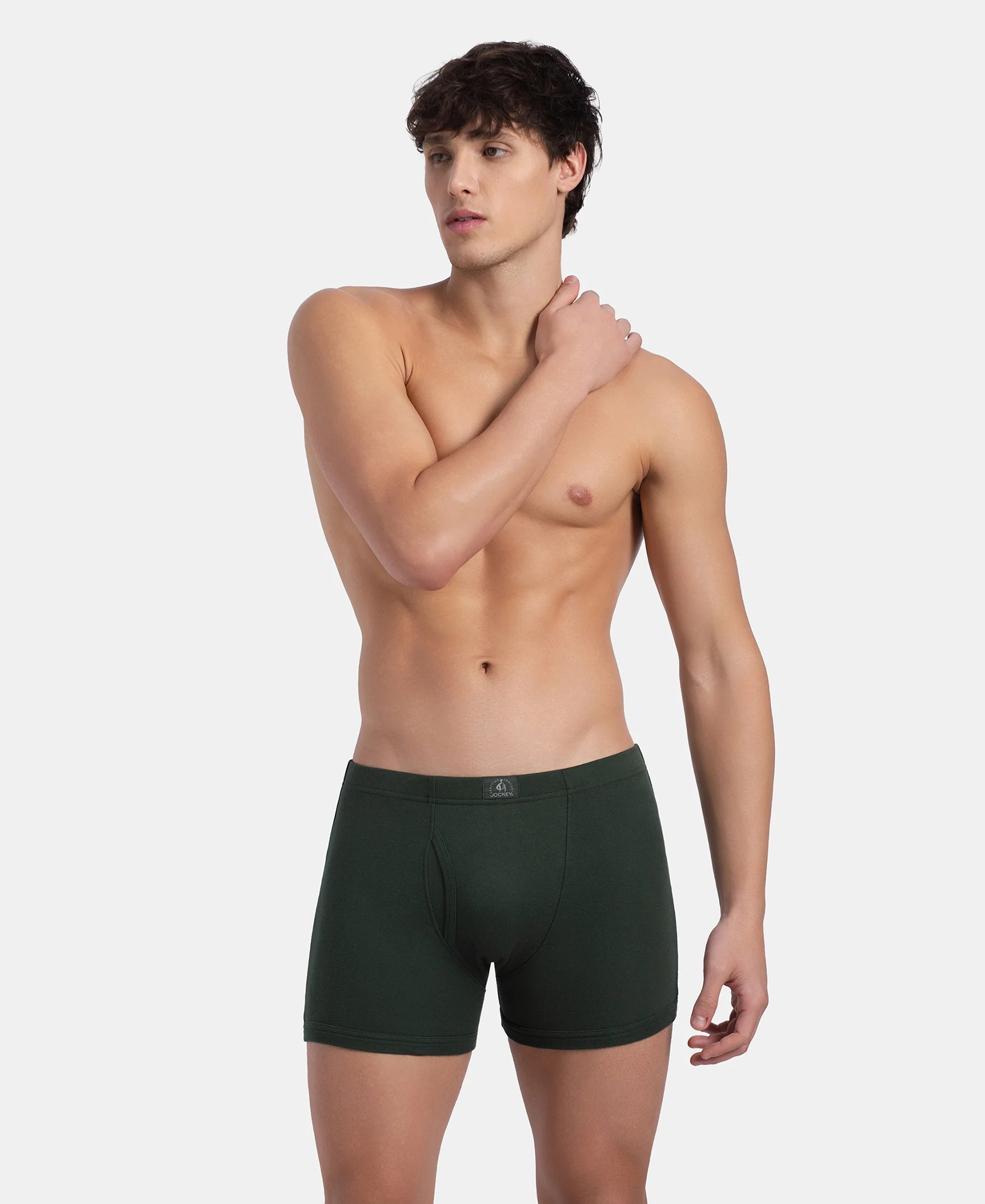 Super Combed Cotton Rib Solid Boxer Brief with Ultrasoft and Durable Waistband - Deep Forest (Pack of 2) - Image 7