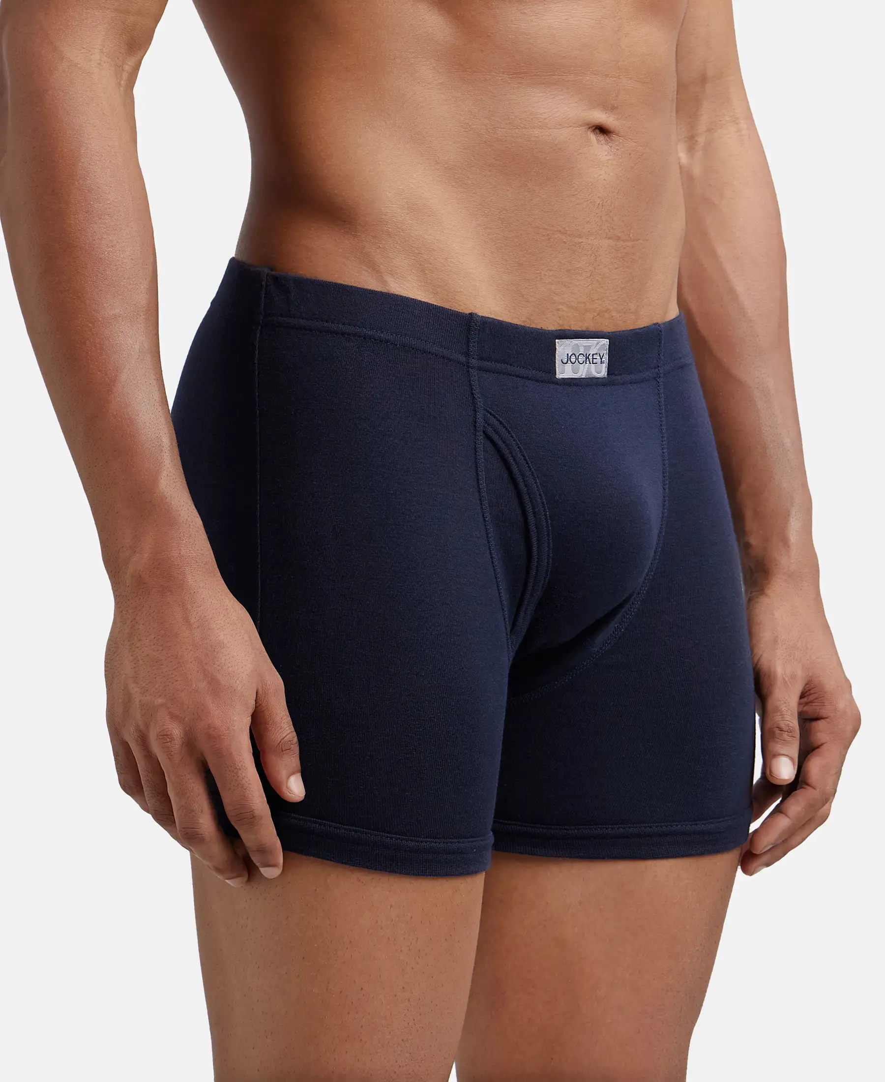 Super Combed Cotton Rib Solid Boxer Brief with Ultrasoft and Durable Waistband - Deep Navy (Pack of 2) - Image 2