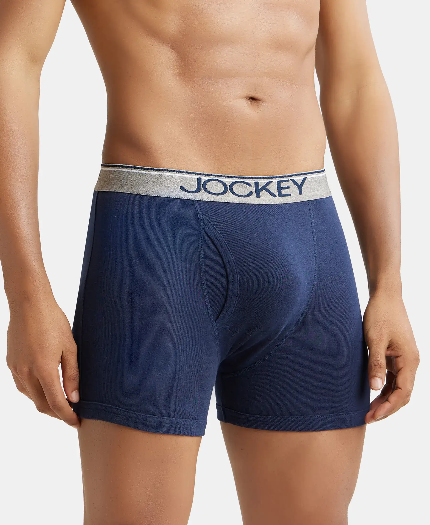 Super Combed Cotton Rib Solid Boxer Brief with Ultrasoft and Durable Waistband - Deep Navy (Pack of 2) - Image 2
