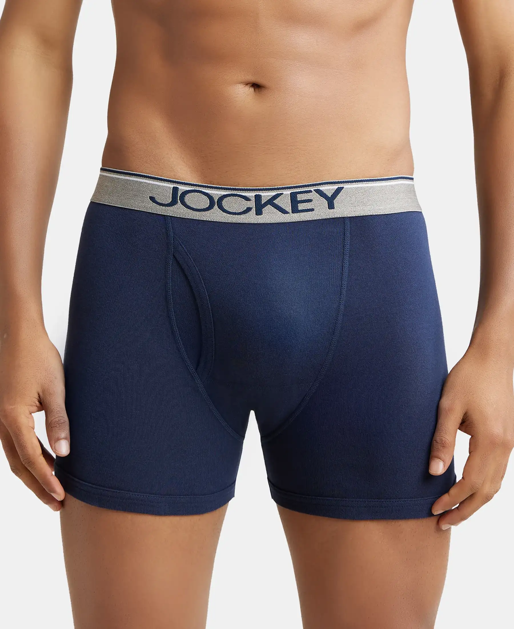 Super Combed Cotton Rib Solid Boxer Brief with Ultrasoft and Durable Waistband - Deep Navy (Pack of 2) - Image 7