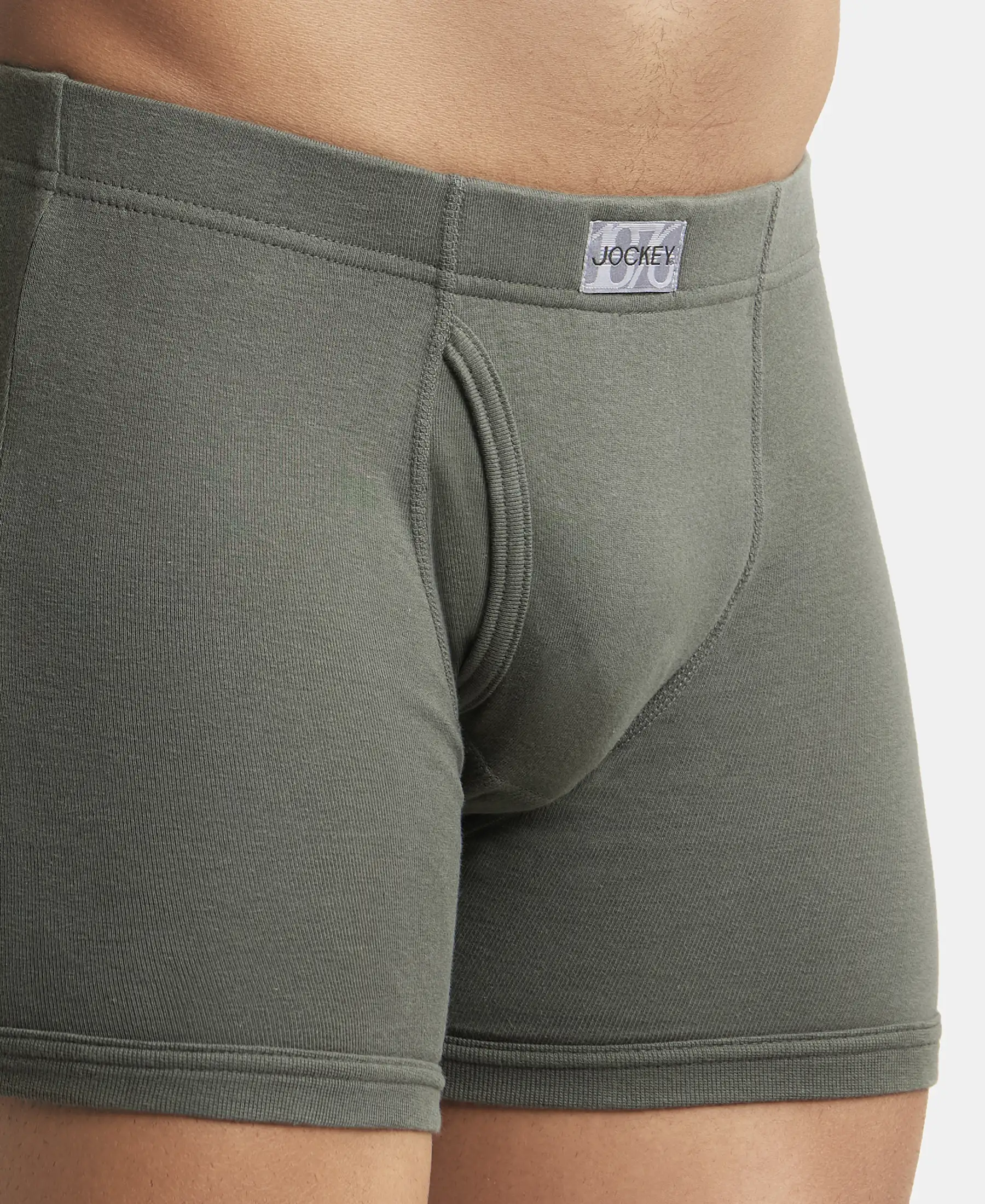 Super Combed Cotton Rib Solid Boxer Brief with Ultrasoft and Durable Waistband - Deep Olive - Image 6