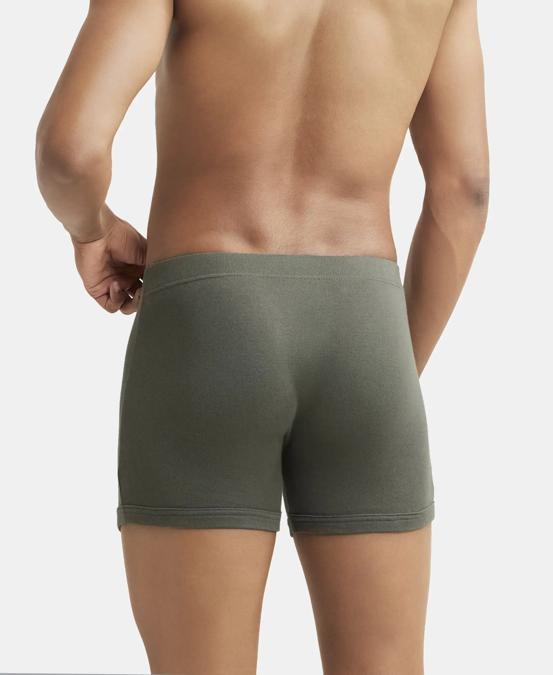 Super Combed Cotton Rib Solid Boxer Brief with Ultrasoft and Durable Waistband - Deep Olive (Pack of 2) - Image 3