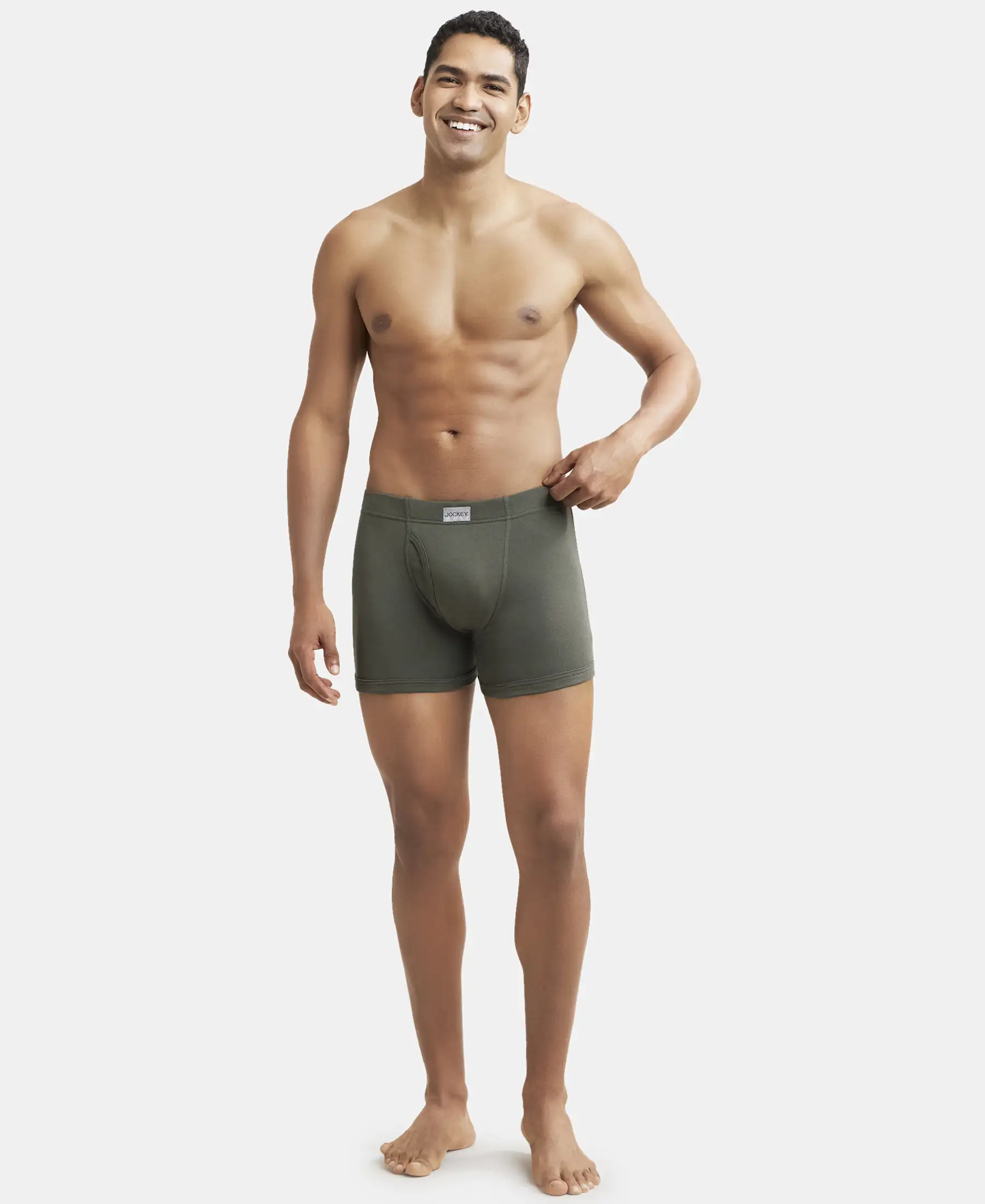 Super Combed Cotton Rib Solid Boxer Brief with Ultrasoft and Durable Waistband - Deep Olive (Pack of 2) - Image 4