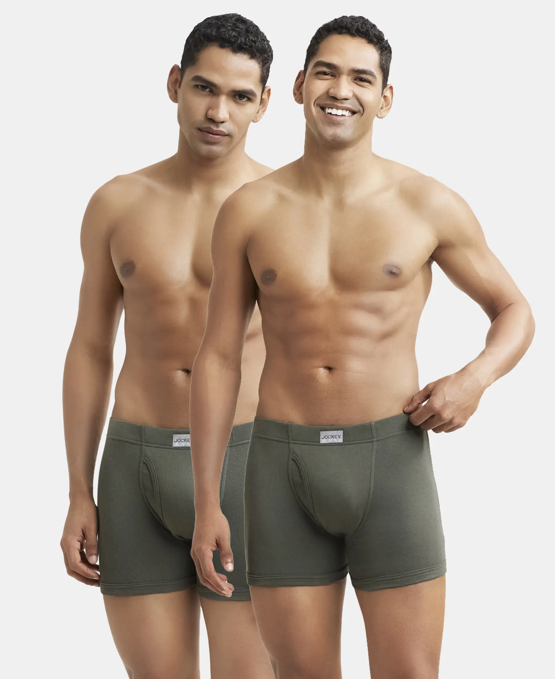Super Combed Cotton Rib Solid Boxer Brief with Ultrasoft and Durable Waistband - Deep Olive (Pack of 2) - Image 5