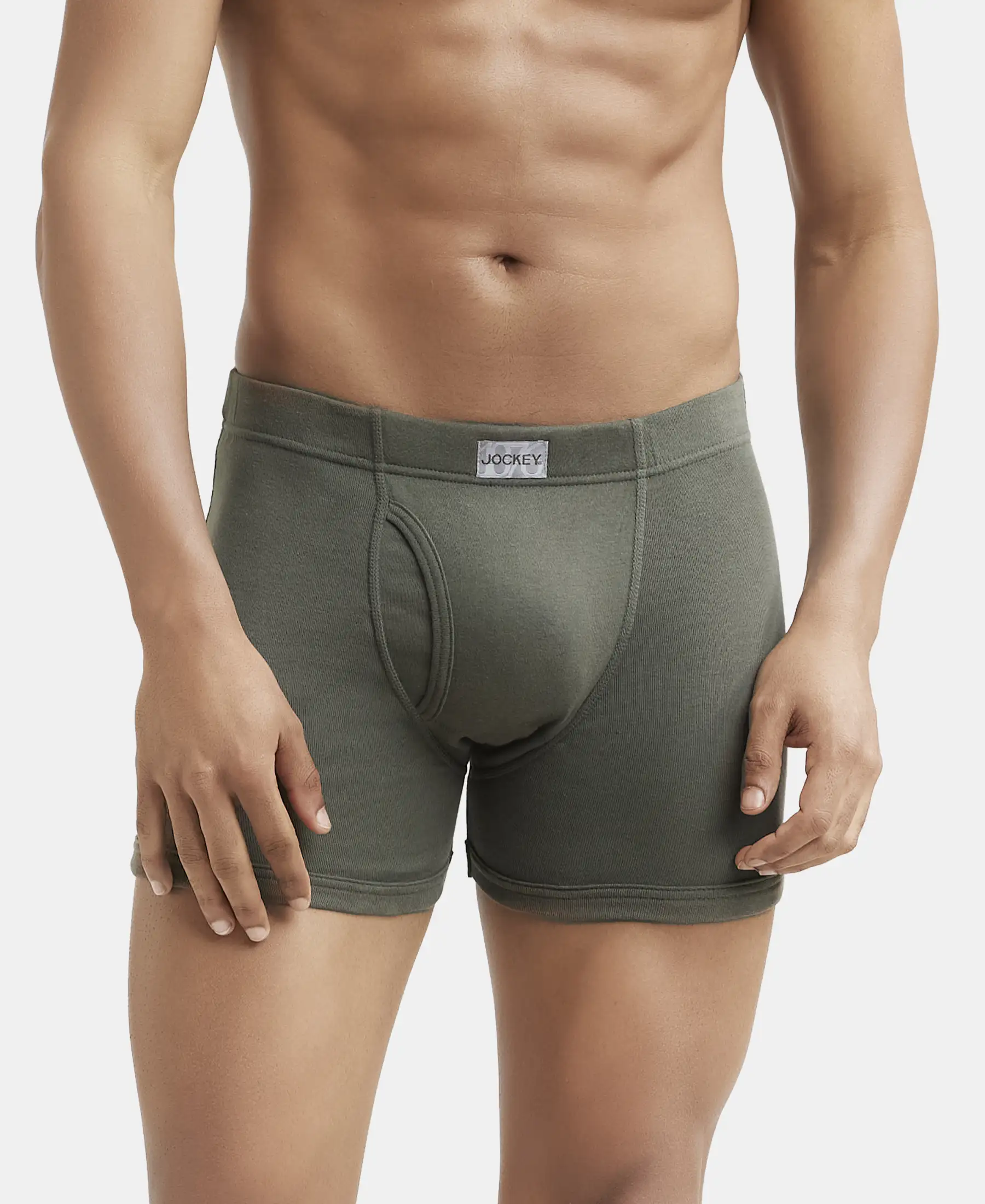 Super Combed Cotton Rib Solid Boxer Brief with Ultrasoft and Durable Waistband - Deep Olive (Pack of 2) - Image 7
