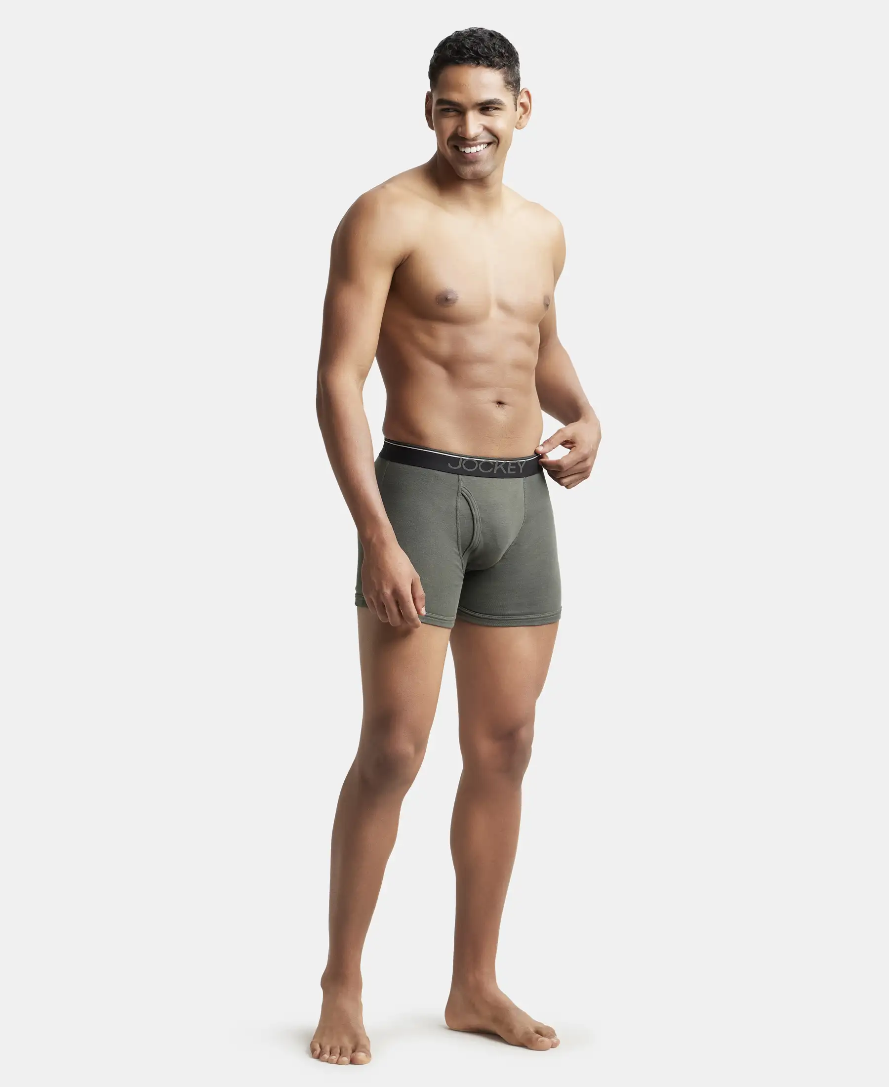Super Combed Cotton Rib Solid Boxer Brief with Ultrasoft and Durable Waistband - Deep Olive (Pack of 2) - Image 4