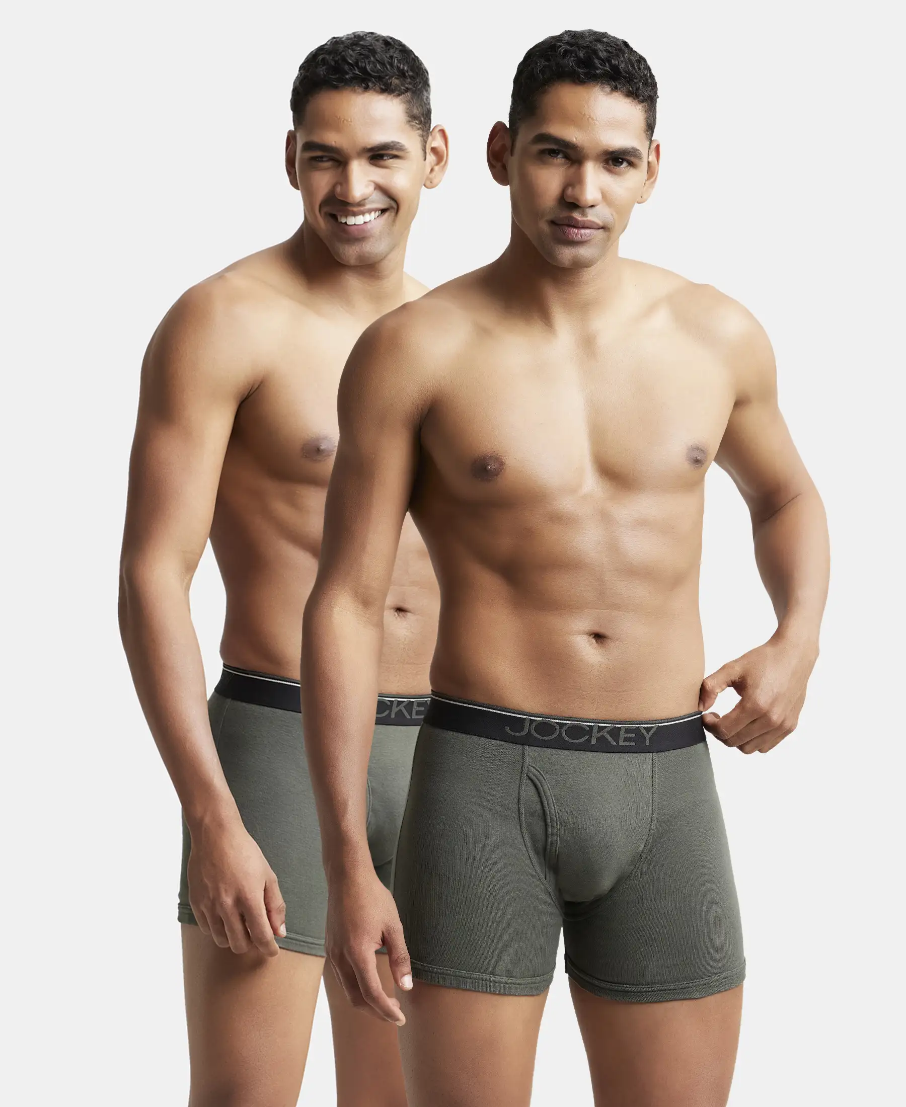 Super Combed Cotton Rib Solid Boxer Brief with Ultrasoft and Durable Waistband - Deep Olive (Pack of 2) - Image 5